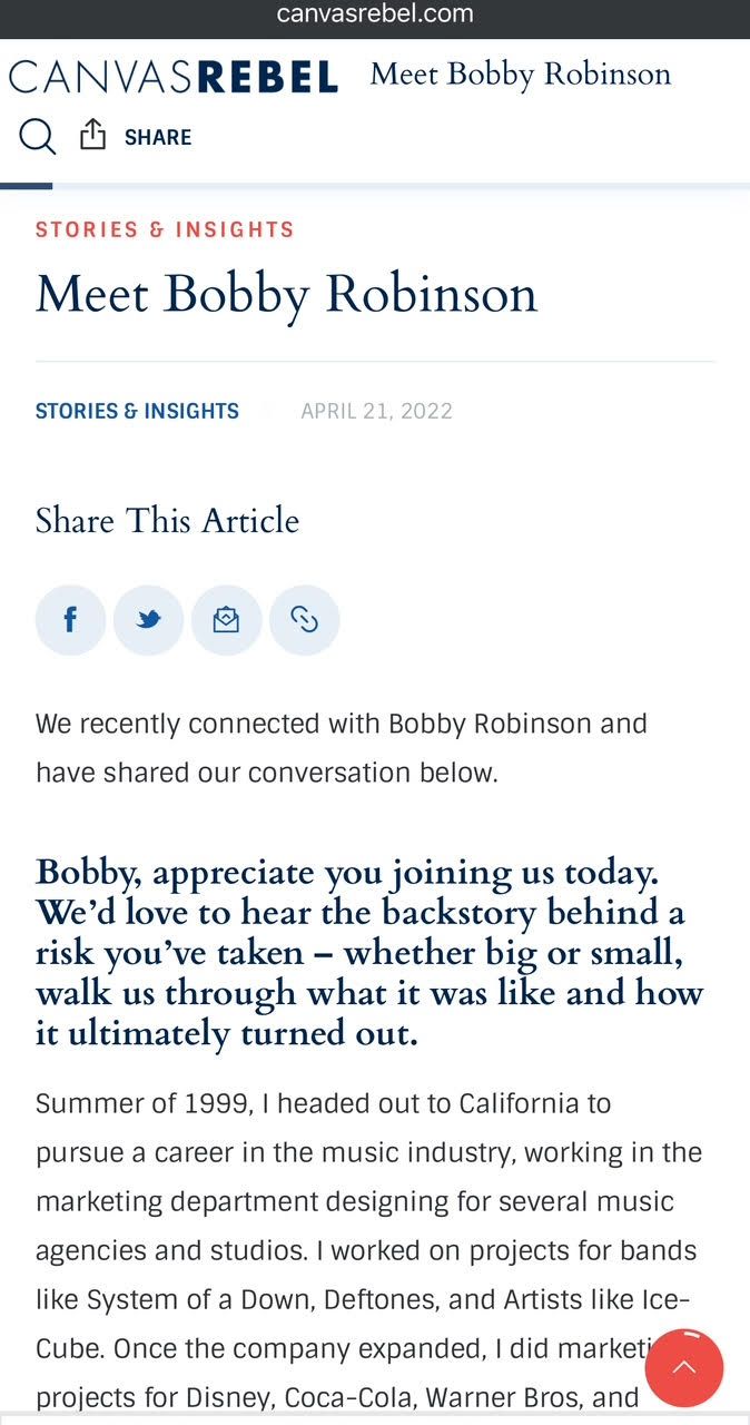 A screenshot of a website that says meet bobby robinson