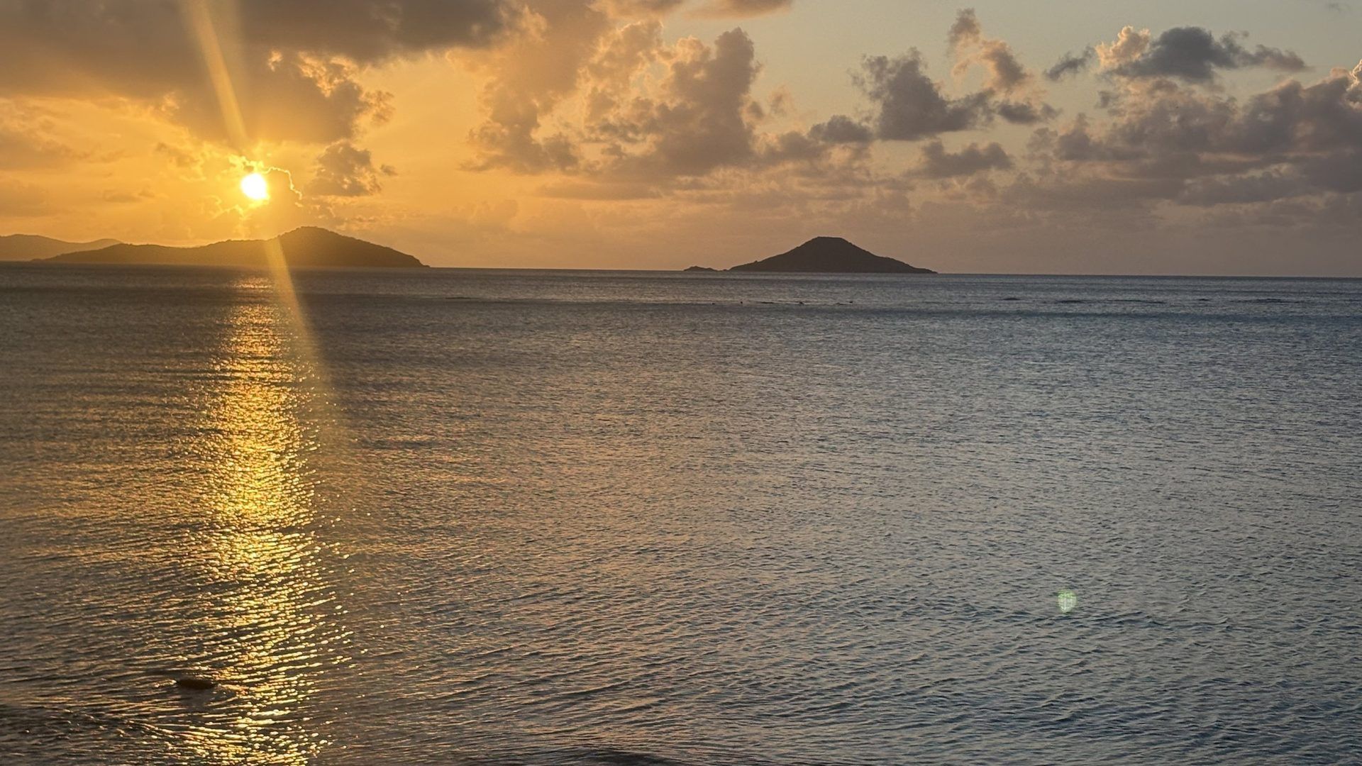 Sunset over the beach at Mango Bay
