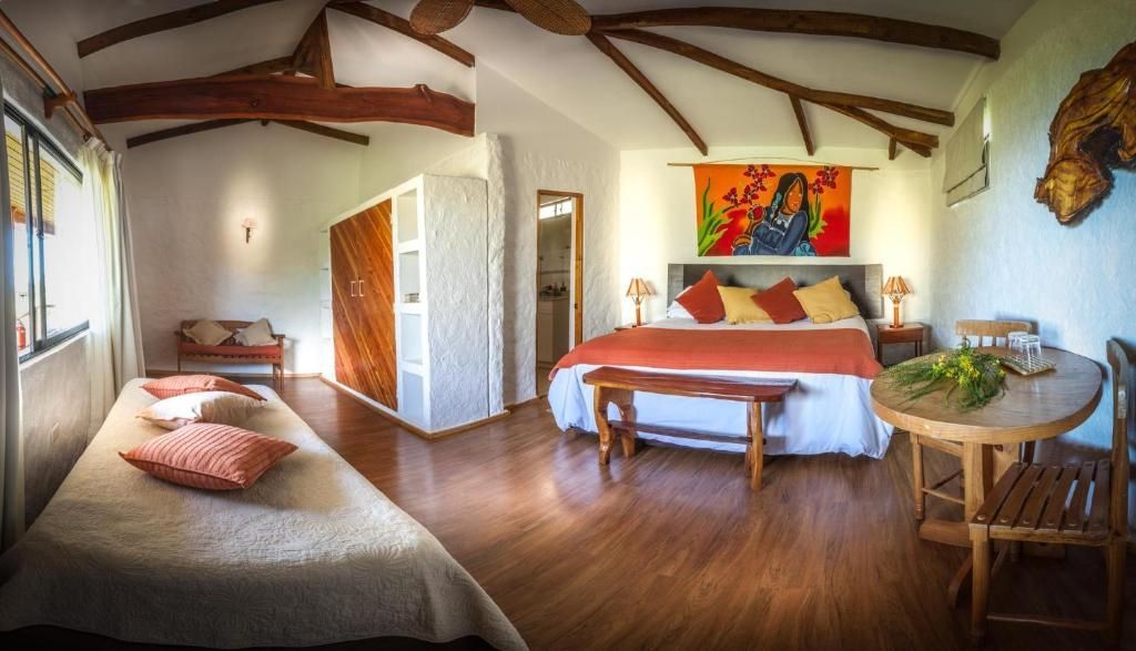There is a large bed in the middle of the room.