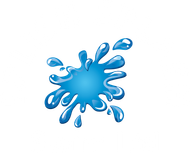 A blue splash of water on a white background