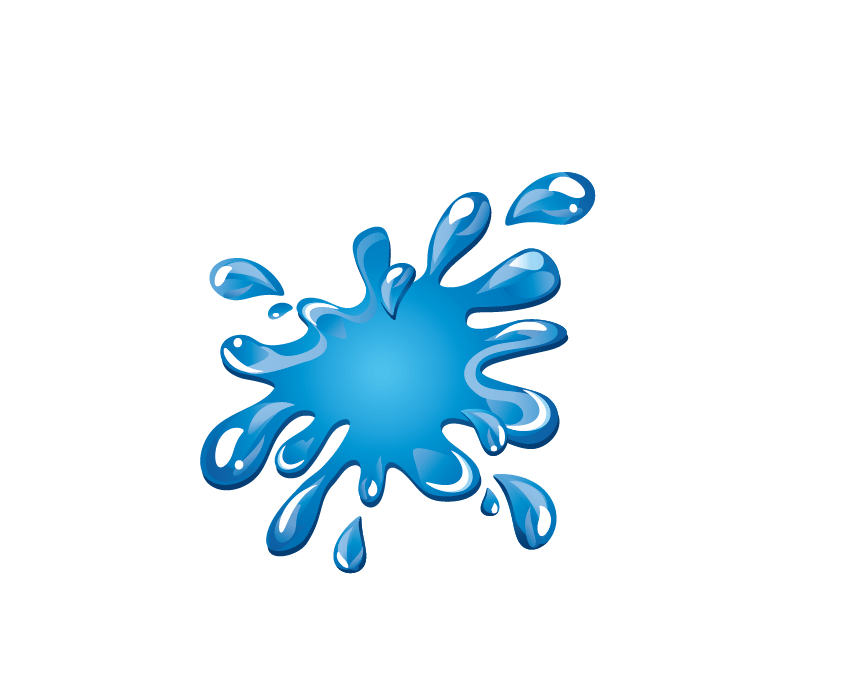 A blue splash of water on a white background
