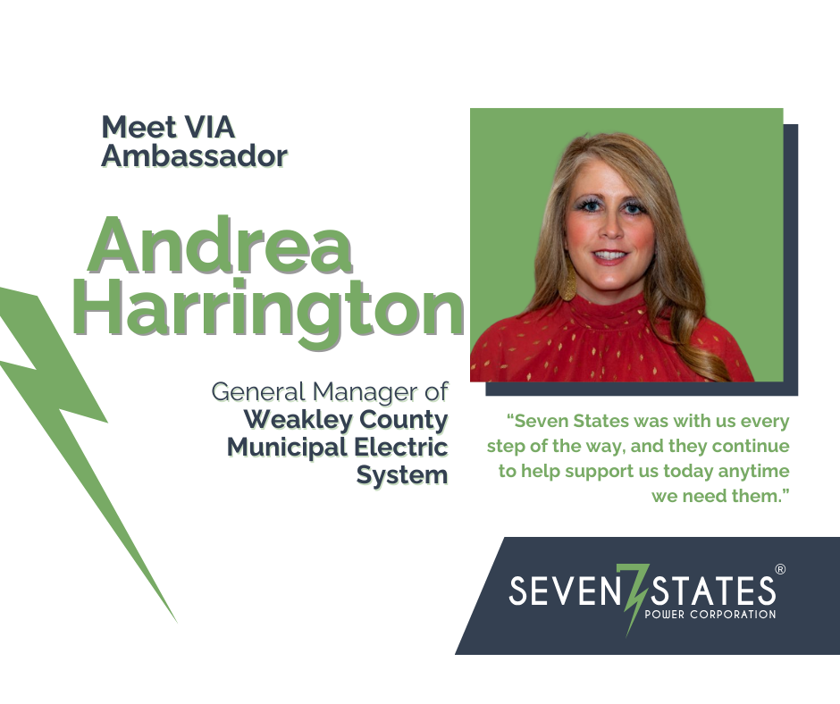 A picture of a woman with the name andrea harrington on it