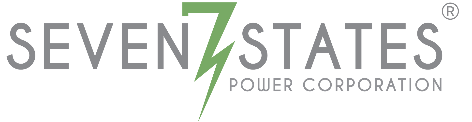 The seven states power corporation logo is green and white with a lightning bolt.