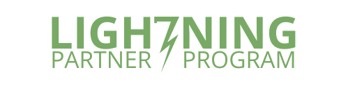 A lightning partner program logo with a lightning bolt in the middle.