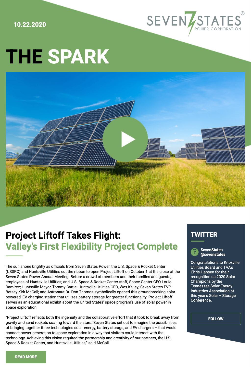 A brochure with a picture of solar panels in a field.