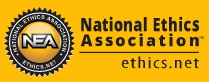 National Ethics Association logo on a yellow background. Features a circular seal and text.