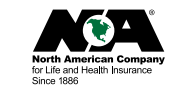 Logo of North American Company for Life and Health Insurance with a globe in the letter