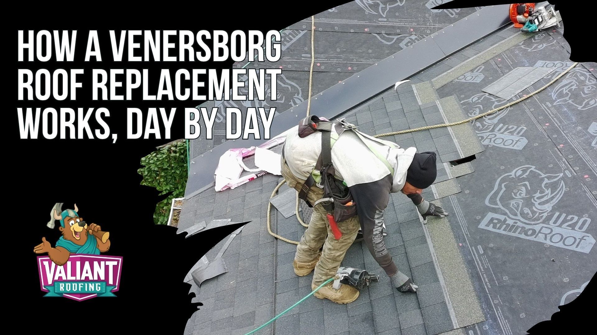 A standard roof replacement in Venersborg, WA takes 1 to 3 working days, with late summer to early fall offering the most reliable dry weather. Day zero is a free inspection where the inspector walks the roof and attic, runs a moisture meter, and emails the file before leaving. Day one covers material staging, the Clark County RSW permit, and covering landscaping. Day two is tear-off to the plywood, rotted decking photographed before replacement, and installation, usually the same day. Day three brings an independent inspector, a magnetic nail sweep, and dumpster removal within 48 hours. Call 360-740-7017. Valiant Roofing, 108 SE 124th Ave Suite 8, Vancouver, WA 98684, https://www.valiantroofing.com/locations/vancouver-wa