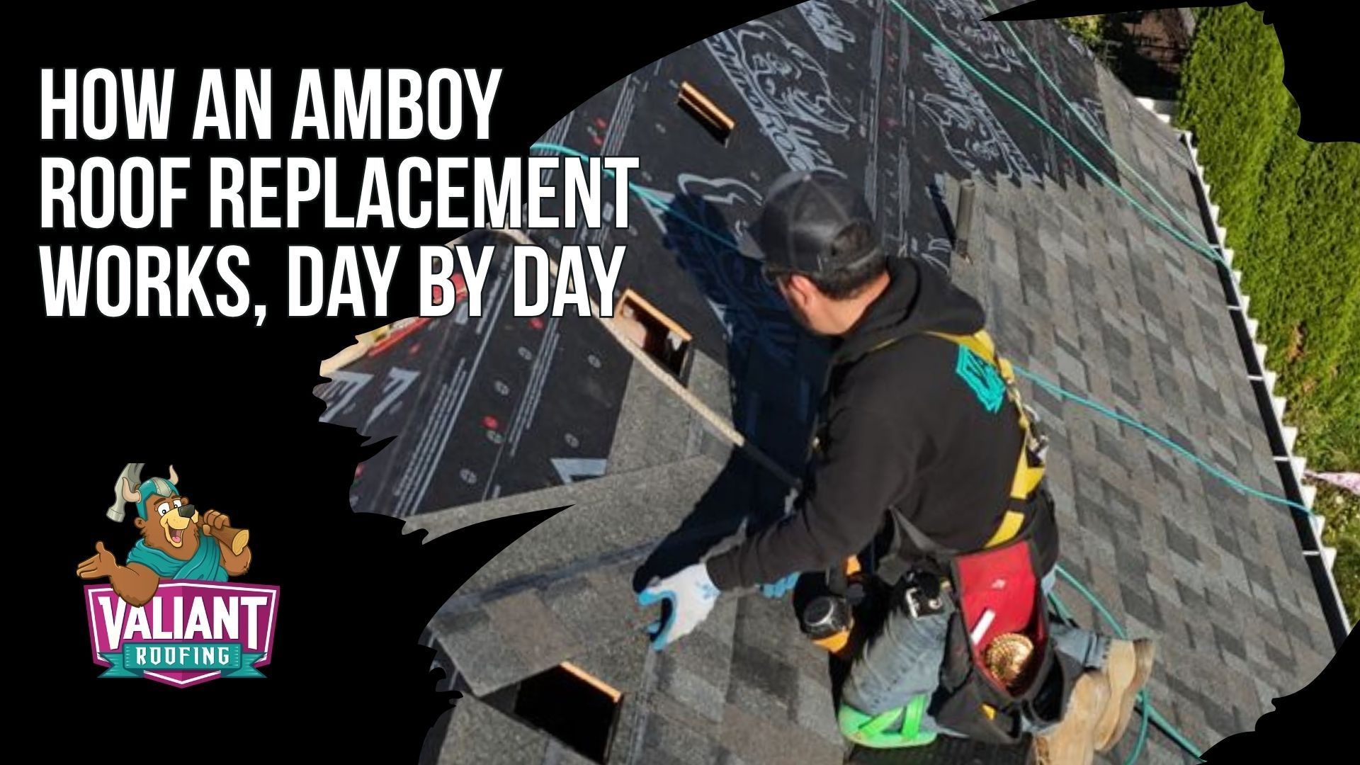 How an Amboy Roof Replacement Works, Day by Day. A standard residential roof replacement in Amboy, WA takes 1 to 3 working days from tear-off to final cleanup, with minimal disruption to your life. Valiant handles the logistics, the permit, the dumpster, the crew, the inspection, and the cleanup. On Day 0, an inspector walks your roof and attic, photographs every slope, and emails the file before leaving. On Day 1, materials are staged and the re-roofing permit is pulled through the Clark County Permit Center, with landscaping, well-head, and HVAC protected. On Day 2, the crew tears off to the plywood, photographs rotted decking, and installs underlayment, flashing, shingles, and ridge vent. On Day 3, an independent post-install inspector verifies the work before final invoice, followed by a walk-through, magnetic nail sweep, and emailed photo file. 108 SE 124th Ave Suite 8, Vancouver, WA 98684. https://www.valiantroofing.com/locations/vancouver-wa