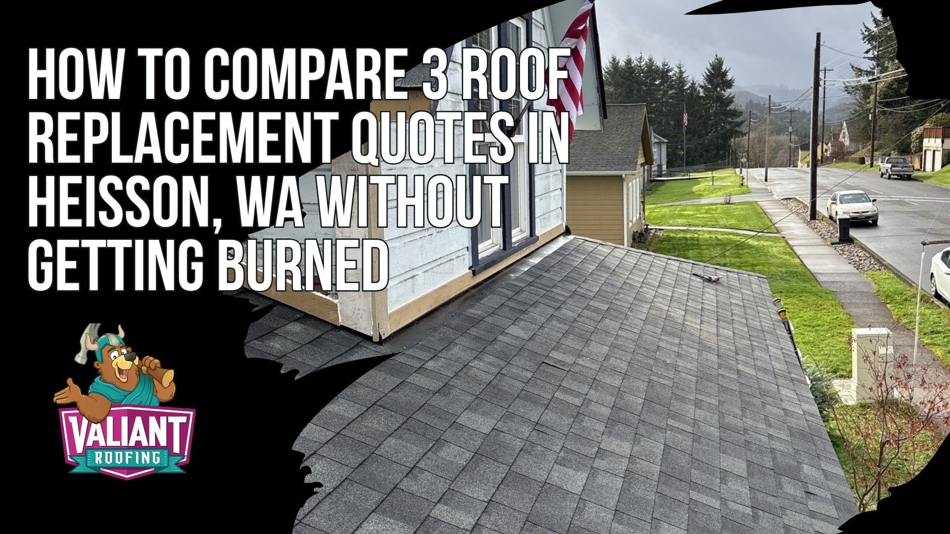 How to Compare 3 Roof Replacement Quotes in Heisson, WA Without Getting Burned
Three roof replacement quotes spread across a Heisson dining table side by side, each opened to the line items page showing tear off scope, underlayment type, ice and water shield coverage, flashing plan, and pipe boot replacement. A yellow highlighter marks the contractor license number printed on one bid while a question mark sits beside another quote that lists only a P.O. box. A homeowner cross checks ventilation language and warranty terms against a printed comparison checklist, a side by side review that exposes vague scope, missing materials, and the lowball bid running thirty percent below the others. Visit Valiant Roofing at 108 SE 124th Ave Suite 8, Vancouver, WA 98684 or https://www.valiantroofing.com/locations/vancouver-wa