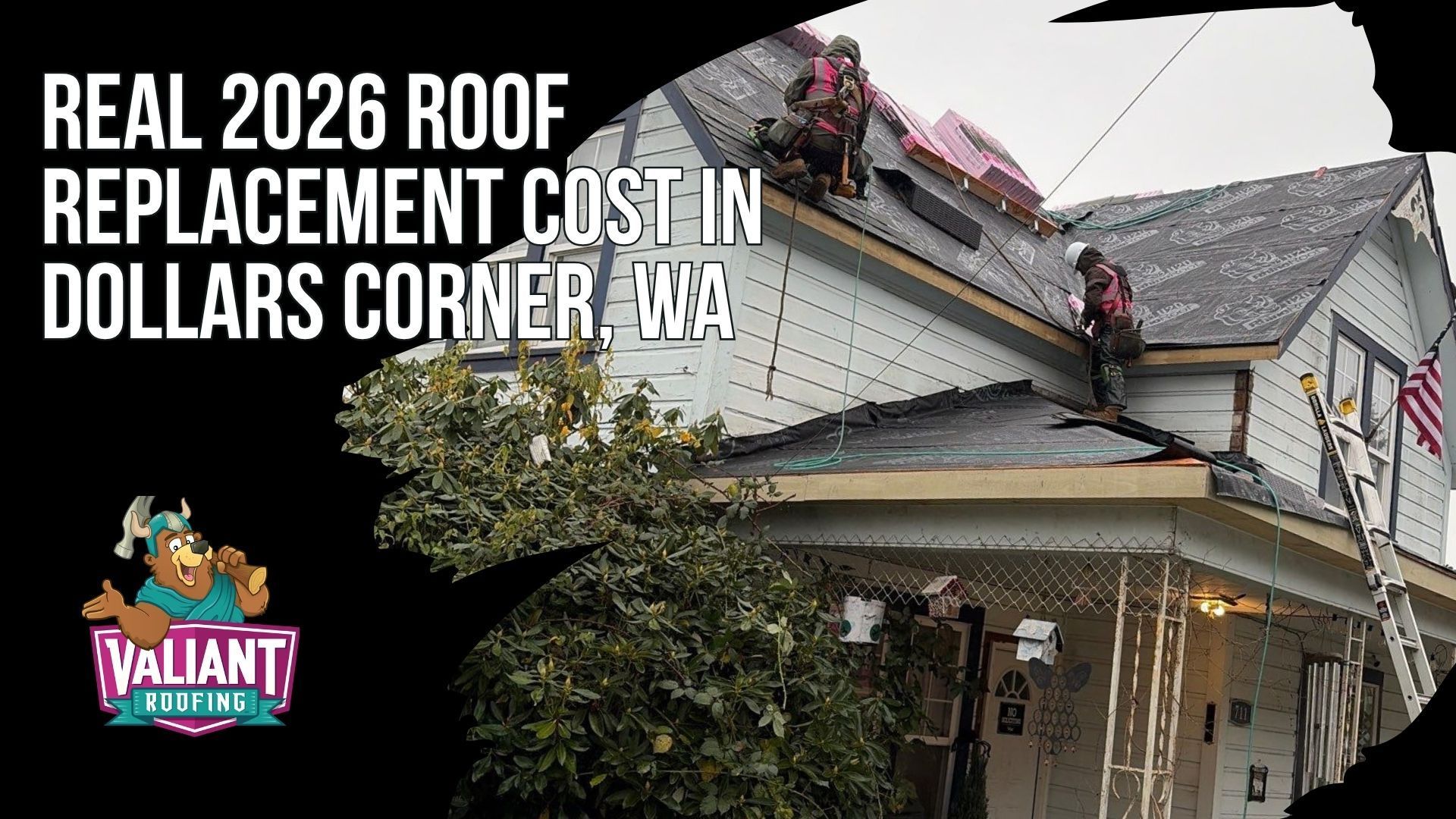 Real 2026 Roof Replacement Cost in Dollars Corner, WA
Dollars Corner roof replacement uses the Battle Ground service-area proxy: asphalt $14,900 to $27,900, standing seam metal $31,900 to $54,900+. Ridgefield nearby: $15,900 to $29,900 asphalt. Vancouver-area typical range is $12,000 to $25,000+, with steep or complex roofs reaching $35,000+. Per square foot: $5.50 to $9.50 asphalt architectural, $14.50 to $23.50+ standing seam metal. Material totals: architectural shingles $7,800 to $22,000, standing seam metal $19,500 to $55,000. Tear-off $1,000 to $3,000+; decking repair $85 to $125 per sheet. Price drivers: pitch, complexity, layer count, and decking condition. Visit https://www.valiantroofing.com/locations/dollars-corner-wa or stop by 108 SE 124th Ave Suite 8, Vancouver, WA 98684.