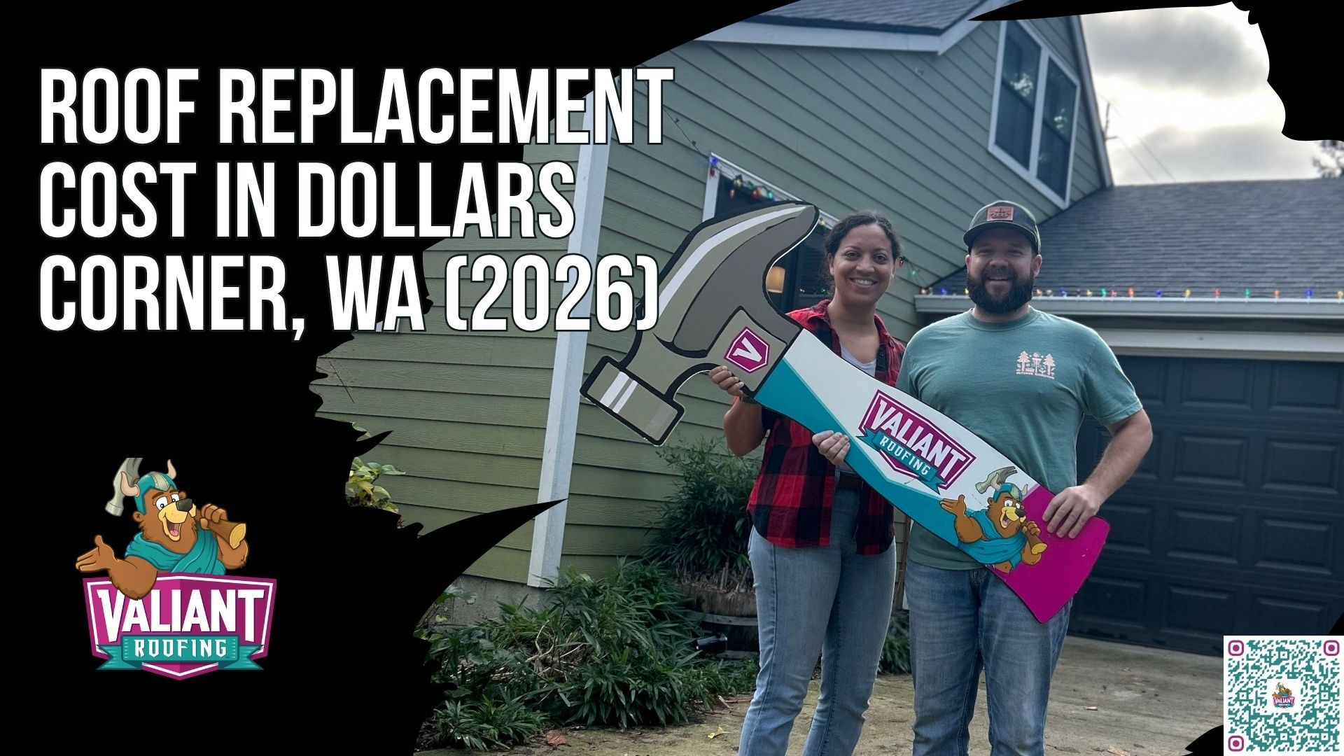 How Much Does a Roof Replacement Cost in Dollars Corner, WA?
Roof replacement cost in Dollars Corner, WA in 2026 ranges from $12,000 to $25,000 or more for most homes, with steep or complex roofs pushing past $35,000. Per-square-foot pricing lands at $4.35 to $11.00 for asphalt, while standing seam metal runs $20,000 to $40,000 and up. Tear-off and disposal adds $1,000 to $3,000 or more, and structural decking replacement runs $85 to $125 per sheet when wood rot turns up. A complete Valiant Roofing bid covers tear-off and removal, synthetic underlayment, Owens Corning Duration or Duration Flex shingles, starter strip, drip edge, step and valley roof flashing, ridge vent, new pipe boots, ice and water shield, magnet sweep cleanup, permit fees, and a written manufacturer and workmanship warranty.
108 SE 124th Ave Suite 8, Vancouver, WA 98684
https://www.valiantroofing.com/locations/vancouver-wa