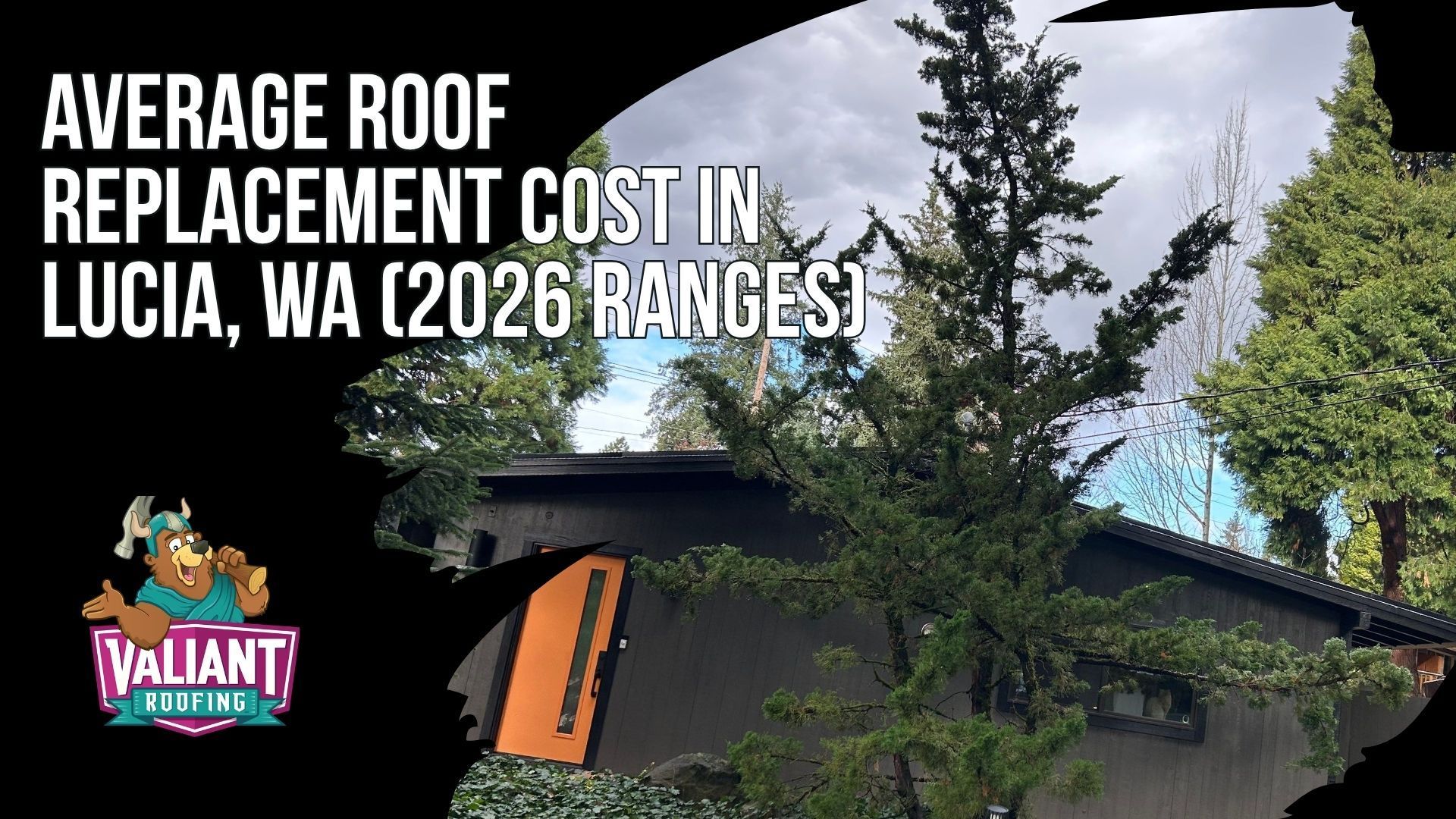 Average Roof Replacement Cost Ranges for Lucia, WA in 2026
A 2026 pricing reference for roof replacement near Lucia, WA, organized into tables by roof size, county, and service area. It shows simple roofs from 1,000 to 1,500 square feet at $11,900 to $17,900 and most Lucia homes from 1,500 to 2,200 square feet at $14,900 to $24,900, with complex roofs reaching $35,900 or more. Valiant architectural asphalt shingle estimates run from $20,258 for 1,000 square feet up to $67,571 for 3,000 square feet, while regional rows compare Vancouver, Camas, Battle Ground, and other Southwest Washington cities. Valiant Roofing serves Lucia from 108 SE 124th Ave Suite 8, Vancouver, WA 98684, with full pricing at https://www.valiantroofing.com/locations/vancouver-wa