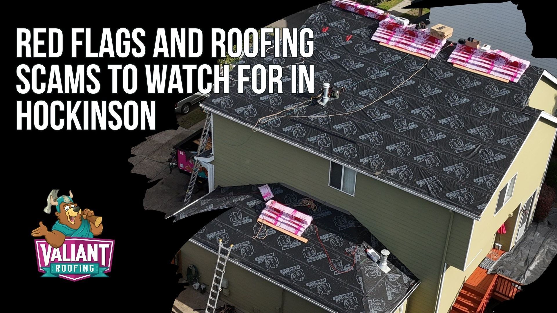 Red Flags and Roofing Scams to Watch for in Hockinson. This section warns Hockinson homeowners about storm chasers and fly-by-night crews that flood Clark County after wind storms and heavy rain, knock on doors, offer free inspections, and pressure people into signing on the spot with no local office or intention of honoring a warranty. It breaks down common tricks including vague one line estimates, verbal only quotes, surprise decking charges, skipped permits, huge deposit demands, and unexplained lifetime warranty claims. A red flags checklist and comparison table show what legitimate roofers do instead, from pulling Clark County permits to providing written invoices, references, and milestone based payments. 108 SE 124th Ave Suite 8, Vancouver, WA 98684. https://www.valiantroofing.com/locations/vancouver-wa
