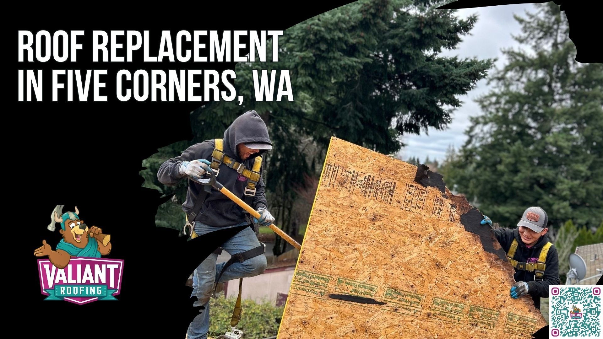 Get Your Free Five Corners Roof Replacement Estimate Today | Call 360-740-7017
Get your free Five Corners roof replacement estimate today from Valiant Roofing: roof replacement in Five Corners, WA means full tear-off, re-decking where rot is found, ice-and-water shield at eaves and valleys, synthetic underlayment, and new manufacturer-spec shingles installed to code in one to three days. Five Corners is an unincorporated Clark County community of roughly 21,000 residents with around 42 inches of rain a year, so curling shingles, moss in the seams, granules in the gutter, or ceiling stains mean your roof is failing fast. Valiant, an Owens Corning Platinum Preferred Contractor and CertainTeed ShingleMaster, offers free inspections at 360-740-7017 with same-day appointments for active leaks and no high-pressure pitch.
Valiant Roofing, 108 SE 124th Ave Suite 8, Vancouver, WA 98684. https://www.valiantroofing.com/locations/vancouver-wa