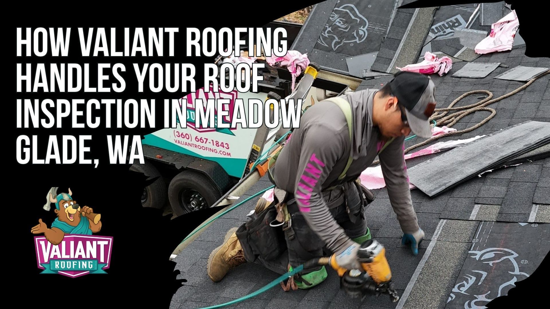 How Valiant Roofing Handles Your Roof Inspection in Meadow Glade, WA
The five stage Valiant Roofing inspection process for Meadow Glade, WA homes. The inspector walks every accessible slope photographing granule loss, nail pops, cupping, blisters, cracked tabs, ridge cap condition and moss coverage mapped by slope, with 4K drone capture for high or unsafe access areas. Every chimney flashing, skylight curb, vent boot and flue gets its own photo and condition note. Valley metal, gutters, downspout discharge and kickout flashing follow. The attic is checked with a flashlight and moisture meter for staining, decking daylight and ventilation math. A written PDF report arrives in 24 to 48 hours. 108 SE 124th Ave Suite 8, Vancouver, WA 98684. https://www.valiantroofing.com/locations/vancouver-wa