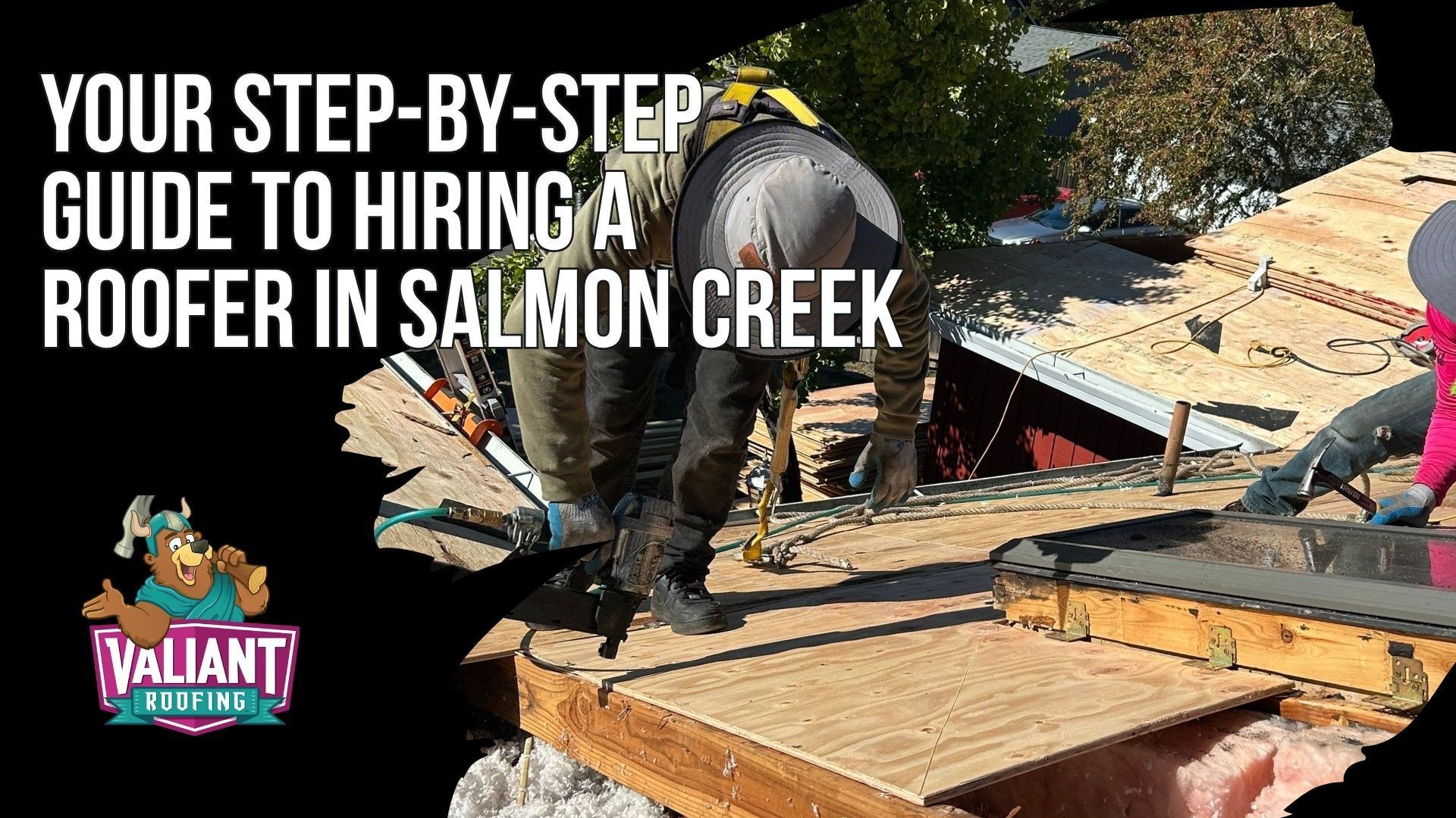 Your Step-by-Step Guide to Hiring a Roofer in Salmon Creek. This complete guide walks Salmon Creek homeowners through six steps for hiring a roofer. Step 1 covers verifying an active WA contractor license with L&I, like Valiant Roofing's VALIARL813LM, plus insurance and workers comp. Step 2 explains manufacturer designations such as Owens Corning Platinum Preferred, held by the top 1% of roofing contractors. Step 3 shows how to read reviews the right way, like Valiant's 4.9 star rating with 230+ Google reviews. Step 4 covers comparing at least three written, itemized estimates and spotting red flags. Step 5 lists questions to ask about the company, project, materials, warranty, and timeline. Step 6 explains contract must haves, safe payment milestones, and manufacturer and workmanship warranties. 108 SE 124th Ave Suite 8, Vancouver, WA 98684. https://www.valiantroofing.com/locations/vancouver-wa