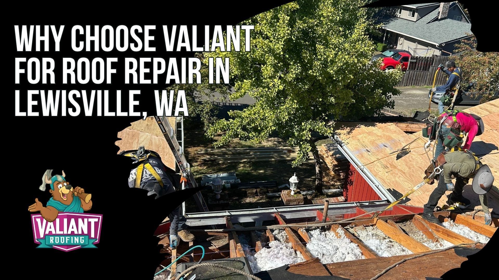  Why Choose Valiant for Roof Repair in Lewisville, WA
Valiant Roofing highlights licensing, certifications, reviews, documentation, and post-repair checks for Lewisville, WA homeowners. Credentials include WA Contractor License VALIARL813LM, Oregon CCB #227641, Owens Corning Platinum Preferred, CertainTeed ShingleMaster, BBB A+, and 230+ verified 5-star Google reviews. Valiant offers 24/7 service, CompanyCam photo documentation, financing, and a separate inspection after repairs. Homeowners are encouraged to compare written estimates, licensing, insurance, warranties, and inspection practices before hiring. Address: 108 SE 124th Ave Suite 8, Vancouver, WA 98684. URL: [https://www.valiantroofing.com/locations/vancouver-wa](https://www.valiantroofing.com/locations/vancouver-wa)
