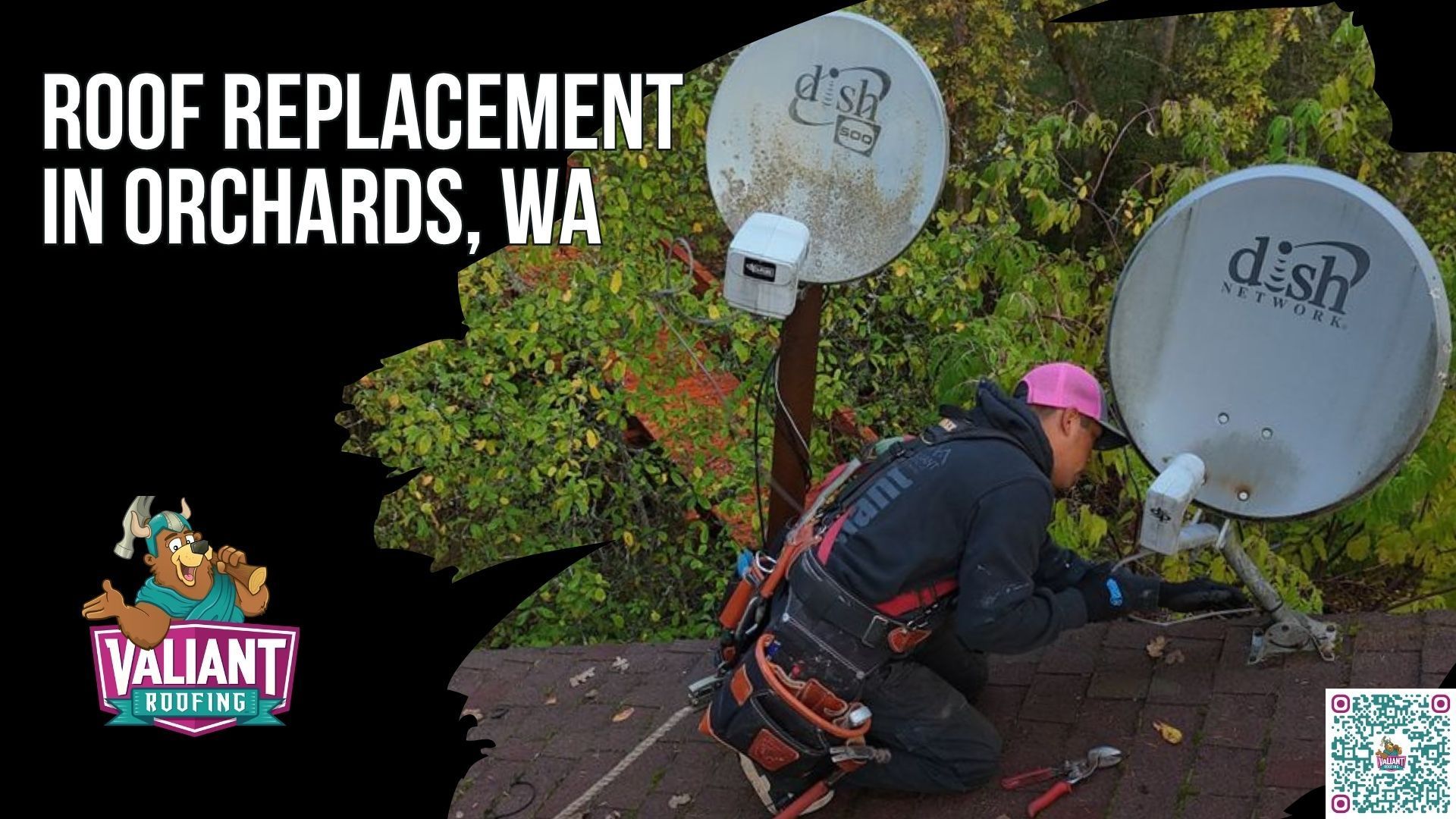 Roof replacement in Orchards, WA means a full tear-off, re-decking where rot is found, ice-and-water shield at eaves and valleys, synthetic underlayment, and manufacturer-spec shingles installed to code in one to three days. Valiant Roofing, an Owens Corning Platinum Preferred Contractor and CertainTeed SELECT ShingleMaster, has replaced roofs here for over a decade in a community of 27,729 residents renamed Orchards in 1904 for its fruit trees. Homes built in the late 1990s near Fourth Plain and SR-500 are hitting end-of-life all at once. Call 360-740-7017 for a free estimate, with same-day appointments for active leaks. Valiant Roofing, 108 SE 124th Ave Suite 8, Vancouver, WA 98684, https://www.valiantroofing.com/locations/vancouver-wa