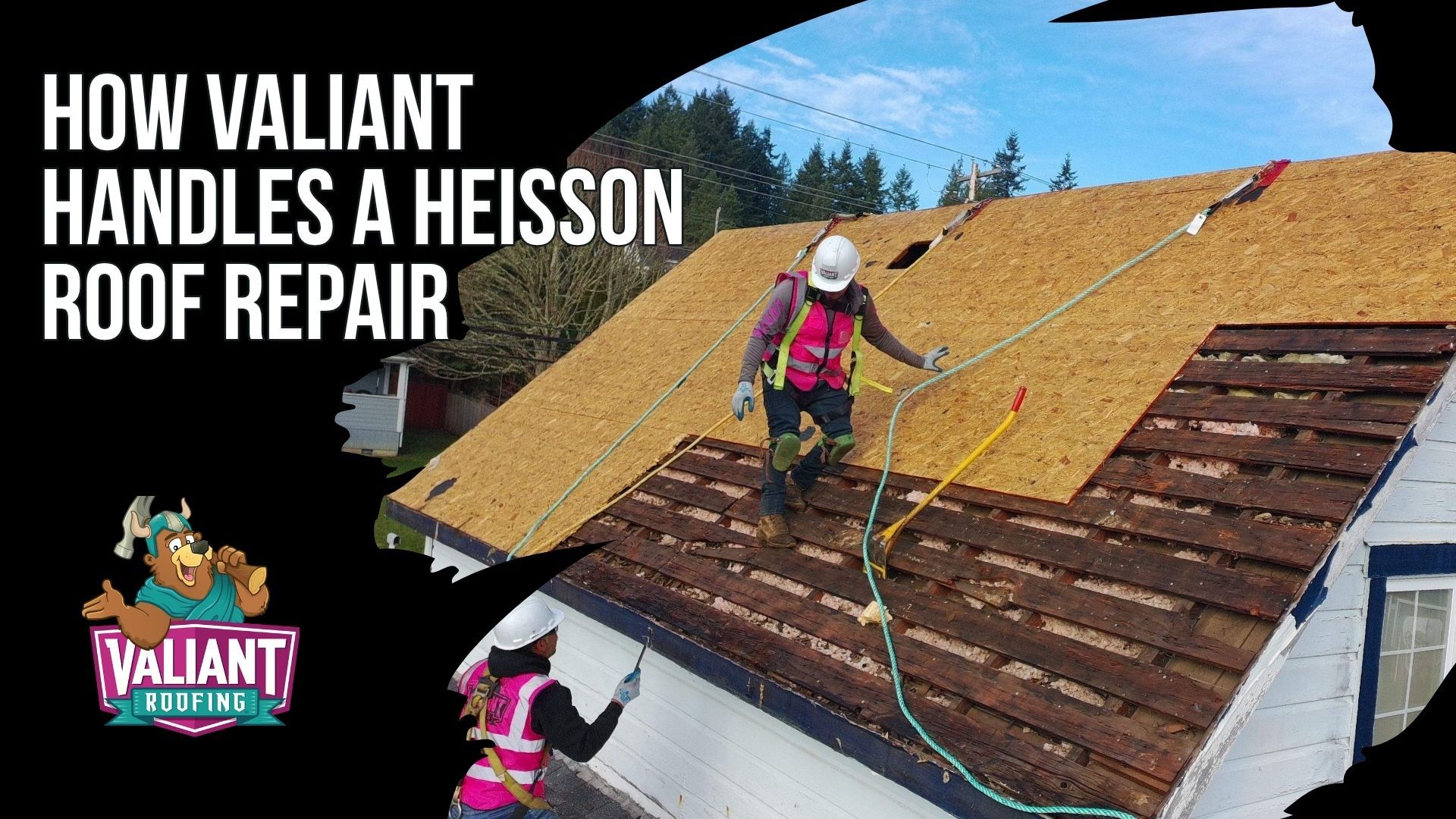 How Valiant Handles a Heisson Roof Repair
Valiant Roofing follows a six-step roof repair process in Heisson, WA. Customers call or book with Kendra or Jack, then Darrien or Blake provides a free inspection within 48 hours, or same-day for active leaks, checking the roof, attic, ventilation, and documenting with CompanyCam. Customers receive photos, a written scope, line-item pricing, and materials before scheduling. Most repairs finish in one day, while decking work may take 1-2 days. Oscar or a lead installer runs the job, Naomi supervises, cleanup includes a magnet sweep, and a separate second inspection checks the work. Address: 108 SE 124th Ave Suite 8, Vancouver, WA 98684. URL: [https://www.valiantroofing.com/locations/vancouver-wa](https://www.valiantroofing.com/locations/vancouver-wa)

