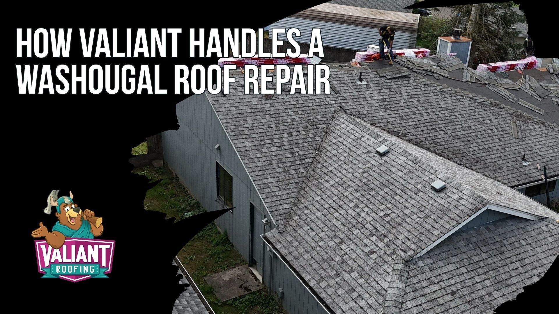 Valiant Roofing follows a seven-step roof repair process in Washougal, WA, beginning with a direct phone call and an inspection within 48 hours, or same-day when water is actively entering the home. Inspectors document conditions with drone photos, attic images, and moisture meter readings. Homeowners receive a written scope, line-item estimate, supporting photos, and guidance on repair versus replacement before deciding whether to proceed. Repairs include same-day debris removal and a magnetic sweep of the driveway and yard. A separate post-repair inspection then provides fresh photo documentation. Manufacturer warranties cover roofing materials, while workmanship warranties cover labor and installation quality. Address: 108 SE 124th Ave Suite 8, Vancouver, WA 98684. URL: [https://www.valiantroofing.com/locations/vancouver-wa](https://www.valiantroofing.com/locations/vancouver-wa)

