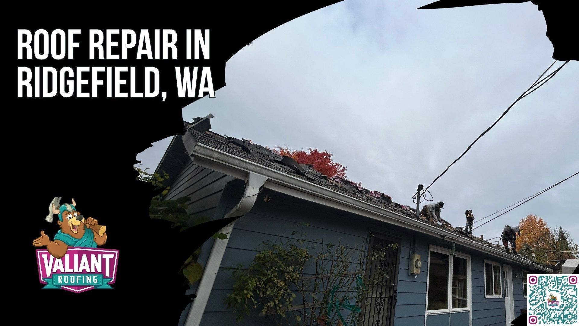 Roof Repair in Ridgefield, WA | Emergency Roof Repair and Roof Leak Repair Along the I-5 Exit 14 Corridor and the Lake River Corridor, Owens Corning Platinum Preferred
Valiant Roofing provides roof repair in Ridgefield, WA for homes ranging from historic properties near Pioneer Street to newer subdivisions in Pioneer Canyon and Stonebridge. This section covers leak diagnosis, flashing rebuilds, pipe boot replacement, decking repair, wind and storm damage response, and asphalt shingle or metal panel correction across the I-5 Exit 14 corridor. Active leaks receive same-day inspection when available, with standard inspections within 48 hours, photos, pricing, and a written scope before work begins. Call 360-740-7017. Address: 108 SE 124th Ave Suite 8, Vancouver, WA 98684. URL: [https://www.valiantroofing.com/locations/vancouver-wa](https://www.valiantroofing.com/locations/vancouver-wa)
