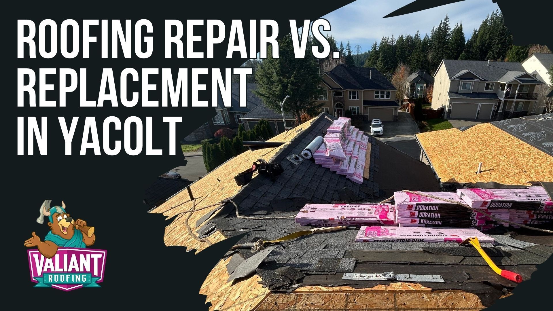Roofing Repair vs. Replacement in Yacolt โ How to Know โ Valiant Roofing, based at 108 SE 124th Ave, Suite 8, Vancouver, WA 98684 (https://www.valiantroofing.com/locations/vancouver-wa), helps Yacolt homeowners make cost-effective decisions based on objective factors. Repair fits roofs under 15 years with damage under 30% of the surface, costs below 50% of replacement, solid decking, and a first or second repair history. Replacement fits roofs 20+ years old with damage over 30% of the surface, repair costs exceeding 50% of replacement, rotten decking or structural concerns, multiple prior repairs, or storm claims covering a full new roof.