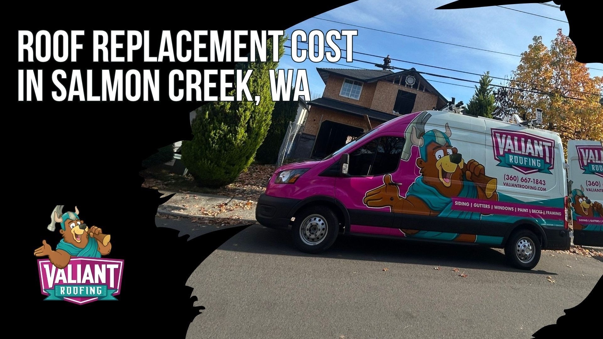 Roof replacement cost in Salmon Creek, WA averages $12,000 to $25,000+ per Valiant's 2026 cost calculator, at $4.35 to $11.00 per square foot installed for asphalt. Pacific Northwest installation runs 10 to 25 percent higher than the national average because of the wet climate, stricter codes, and premium moisture-control materials. Standing seam metal reaches $20,000 to $40,000+ as a lifetime system best for rain and moss resistance, tear-off adds $1,000 to $3,000+, and decking runs $85 to $125 per sheet only when rot is found. Salmon Creek's median income pushes the local mix toward architectural asphalt and premium tiers. Valiant Roofing, 108 SE 124th Ave Suite 8, Vancouver, WA 98684, https://www.valiantroofing.com/locations/vancouver-wa
