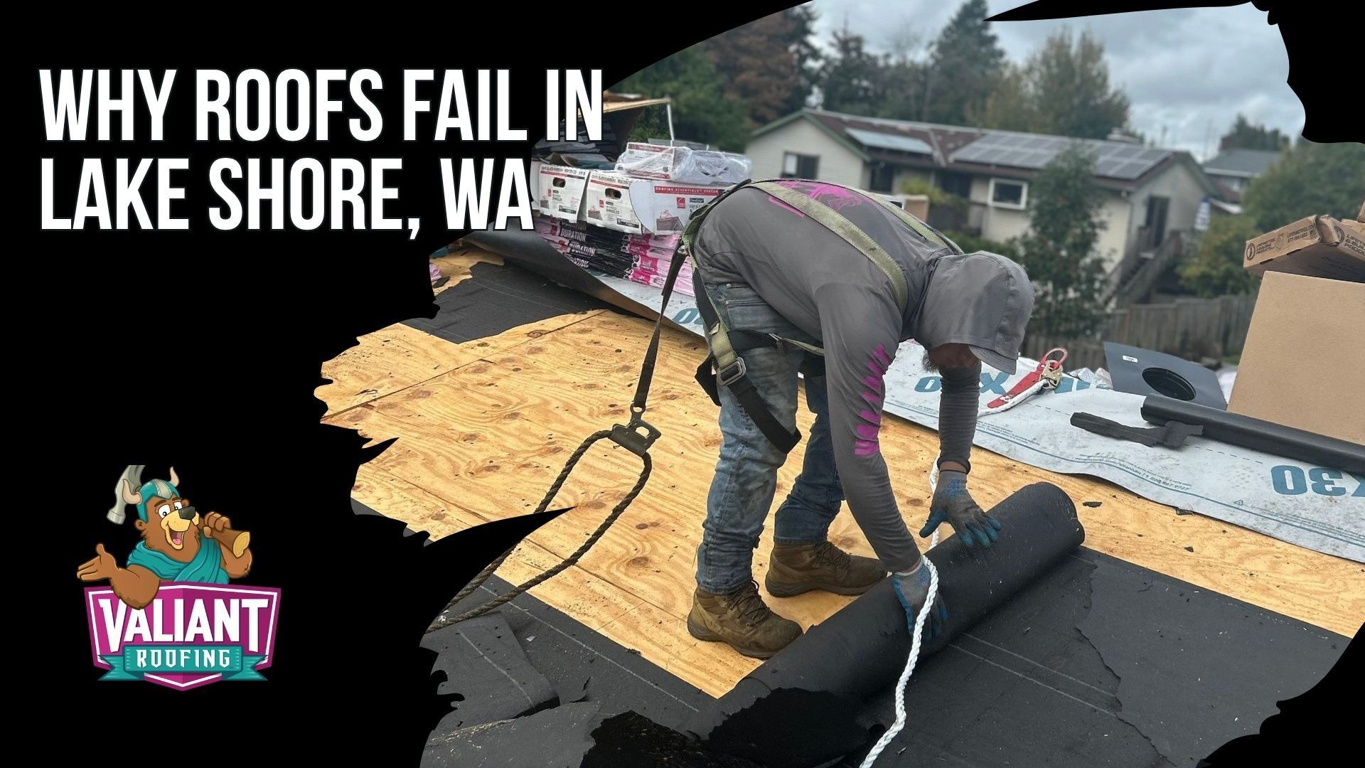 ## Why Roofs Fail in Lake Shore, WA
Lake Shore roofs in ZIP codes 98665 and 98685 face 42-45 inches of annual rain, 180+ wet days, winter freeze-thaw cycles, 40-70 mph wind gusts, mature fir cover, wetland moisture, moss, algae, and fallen-tree risks. Common failures include dried pipe boot collars, clogged valleys, lifted step flashing, missing ridge caps, sudden leaks, and hidden moisture that can lead to mold or structural damage. Valiant Roofing responds with inspection, tarping, leak source identification, photo documentation, brush cleaning, non-corrosive soap, zinc strips, and proper pipe boot replacement. Address: 108 SE 124th Ave Suite 8, Vancouver, WA 98684. URL: [https://www.valiantroofing.com/locations/vancouver-wa](https://www.valiantroofing.com/locations/vancouver-wa)
