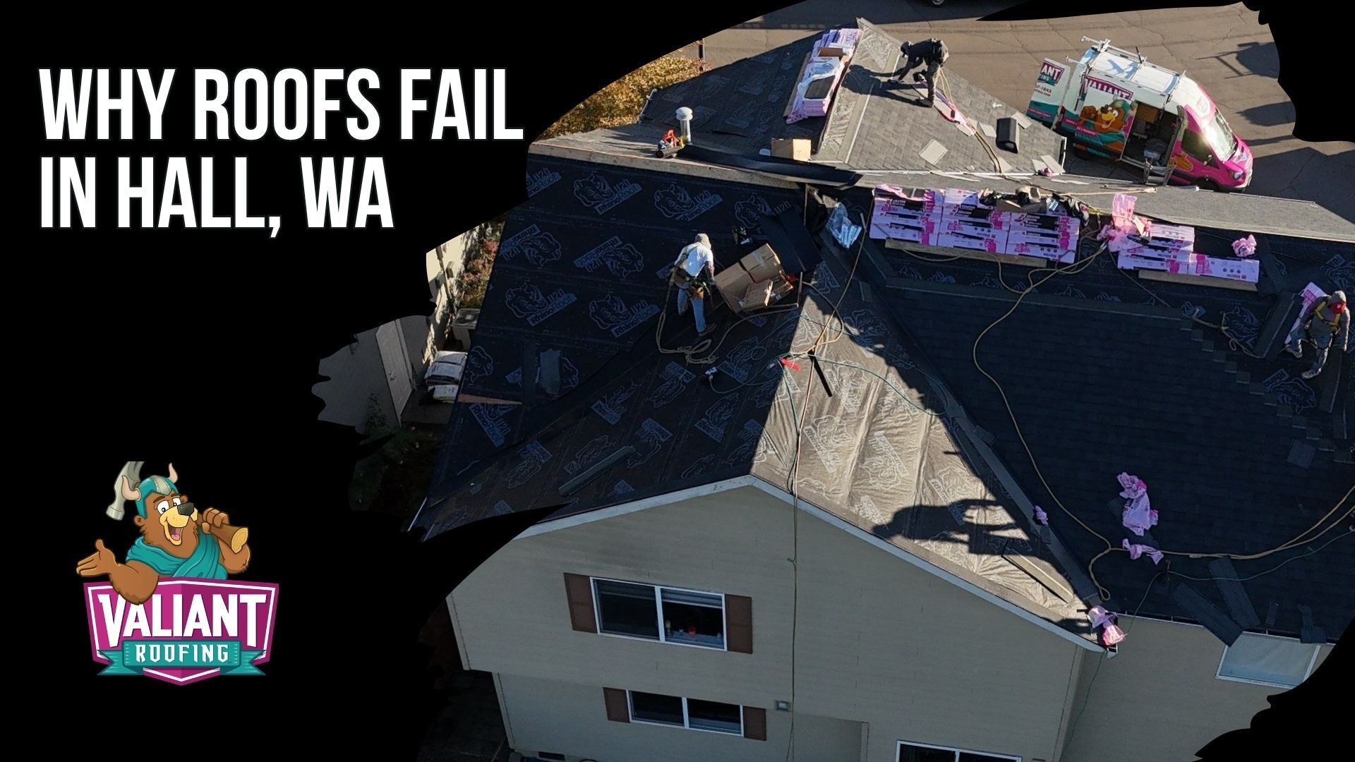 Why Roofs Fail in Hall, WA
Hall, WA roofs face heavy Pacific Northwest rain, freeze-thaw cycles, 40-60 mph wind gusts, moss, fir needles, maple debris, and wear around flashing, valleys, ridge caps, eaves, and pipe boots. Asphalt shingles are common, while metal, tile, slate, cedar shake, F-Wave synthetic shingles, and TPO serve other residential and commercial needs. Valiant Roofing identifies repairable leak sources including dried pipe boot collars, lifted flashing, missing ridge caps, clogged valleys, and moisture damage, with brush cleaning, non-corrosive treatment, zinc strips, and proper boot replacement. Address: 108 SE 124th Ave Suite 8, Vancouver, WA 98684. URL: [https://www.valiantroofing.com/locations/vancouver-wa](https://www.valiantroofing.com/locations/vancouver-wa)
