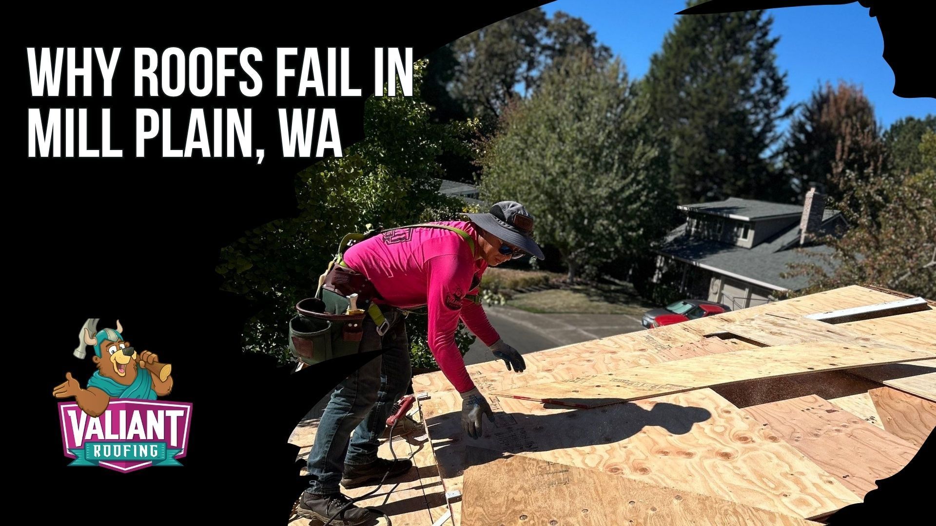  Why Roofs Fail in Mill Plain, WA
Mill Plain roofs face repeated exposure to 42-45 inches of annual rainfall, 180+ wet days, winter freeze-thaw cycles, 40-60 mph seasonal wind gusts, moss growth, and debris from mature fir and maple trees. This section explains common roof problems across ZIP codes 98683 and 98684, including failed pipe boot collars, clogged valleys, lifted step flashing, missing ridge caps, gutter backups, fascia rot, and water intrusion at poorly protected eaves. It also covers hidden moss and algae damage plus proper flashing and pipe boot repair methods. Address: 108 SE 124th Ave Suite 8, Vancouver, WA 98684. URL: [https://www.valiantroofing.com/locations/vancouver-wa](https://www.valiantroofing.com/locations/vancouver-wa)
