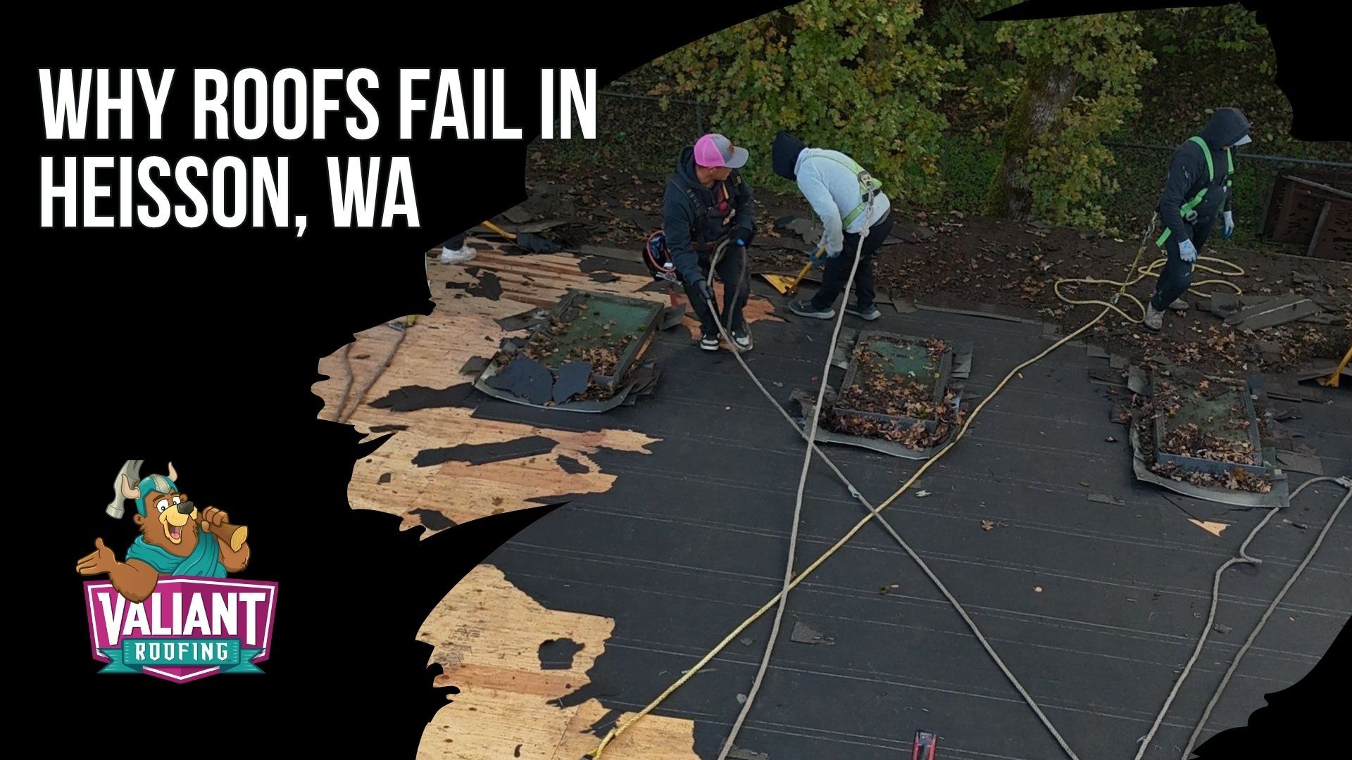 Why Roofs Fail in Heisson, WA
Heisson roofs face the heavy moisture, wind, tree debris, and freeze-thaw conditions of rural North Clark County. The area receives 45-55 inches of rain across 180+ wet days, with 40-60 mph wind gusts from October through March. Common failures include dried pipe boot collars, moss- and needle-packed valleys, lifted step flashing, missing ridge caps, and eave leaks where ice-and-water shield was skipped. Valiant Roofing also addresses moss with brush cleaning, non-corrosive soap, zinc strips, and proper pipe boot replacement using lead or silicone-sleeved components. Address: 108 SE 124th Ave Suite 8, Vancouver, WA 98684. URL: [https://www.valiantroofing.com/locations/vancouver-wa](https://www.valiantroofing.com/locations/vancouver-wa)
