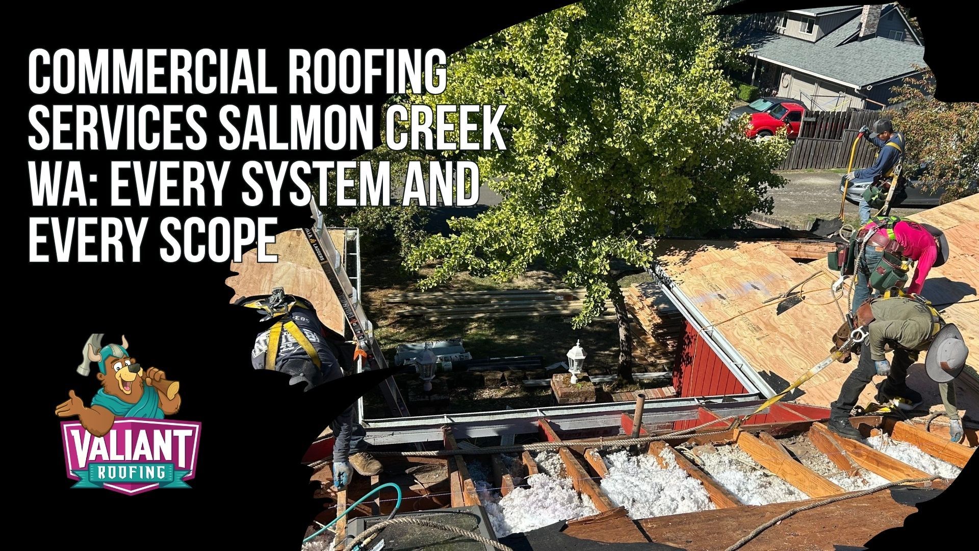 Commercial Roofing Services Salmon Creek WA: Every System and Every Scope
Valiant Roofing provides commercial roofing services in Salmon Creek, WA, including free inspections, TPO, PVC, EPDM, metal, modified bitumen, repairs, replacement, and new installation. Inspections document penetrations, drains, seams, flashing, parapets, edges, and membrane conditions with photos and written recommendations. Repairs include drain work, flashing reseal, seam re-welding, blister repair, penetration flashing, and 24/7 emergency tarping. Replacement and installation projects include permitting, energy-code review, manufacturer-spec materials, warranties, and final inspection, with options designed for durability, energy efficiency, chemical resistance, and long-term performance.  Address: 108 SE 124th Ave Suite 8, Vancouver, WA 98684. URL: [https://www.valiantroofing.com/locations/vancouver-wa](https://www.valiantroofing.com/locations/vancouver-wa)
