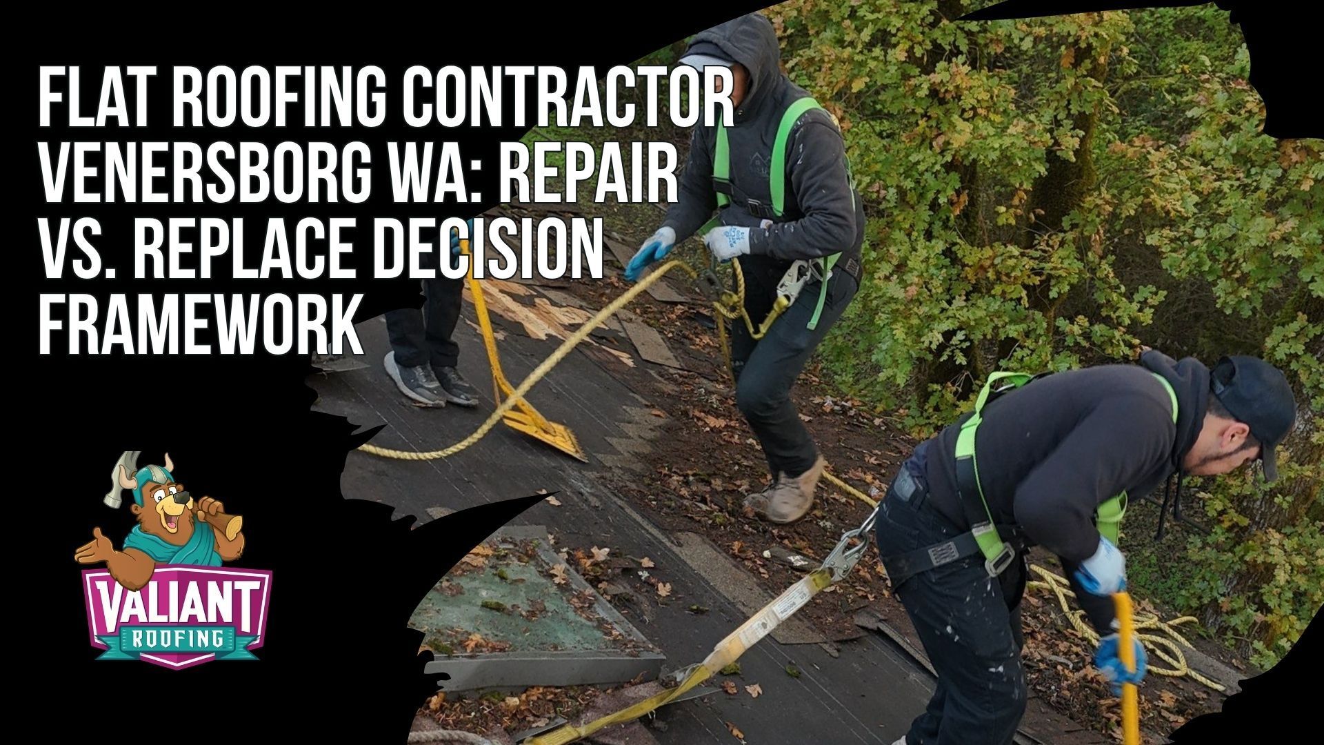 Flat Roofing Contractor Venersborg WA: Repair vs. Replace Decision Framework
Valiant Roofing evaluates Venersborg commercial roofs using documented inspection findings to determine whether repair, re-roofing, or full replacement is appropriate. Repair may fit metal roofs under 30 years, single-ply roofs under 15 years, isolated leaks, dry insulation, sound decking, and repair costs below 25% of replacement. Replacement is recommended for systemic corrosion, roofs past design life, recurring leaks, wet insulation, structural damage, widespread fastener or sealant failure, or repair costs above 35%. Energy performance and current code compliance are also considered, and Valiant guides property owners through required Clark County permitting. Address: 108 SE 124th Ave Suite 8, Vancouver, WA 98684. URL: [https://www.valiantroofing.com/locations/vancouver-wa](https://www.valiantroofing.com/locations/vancouver-wa)
