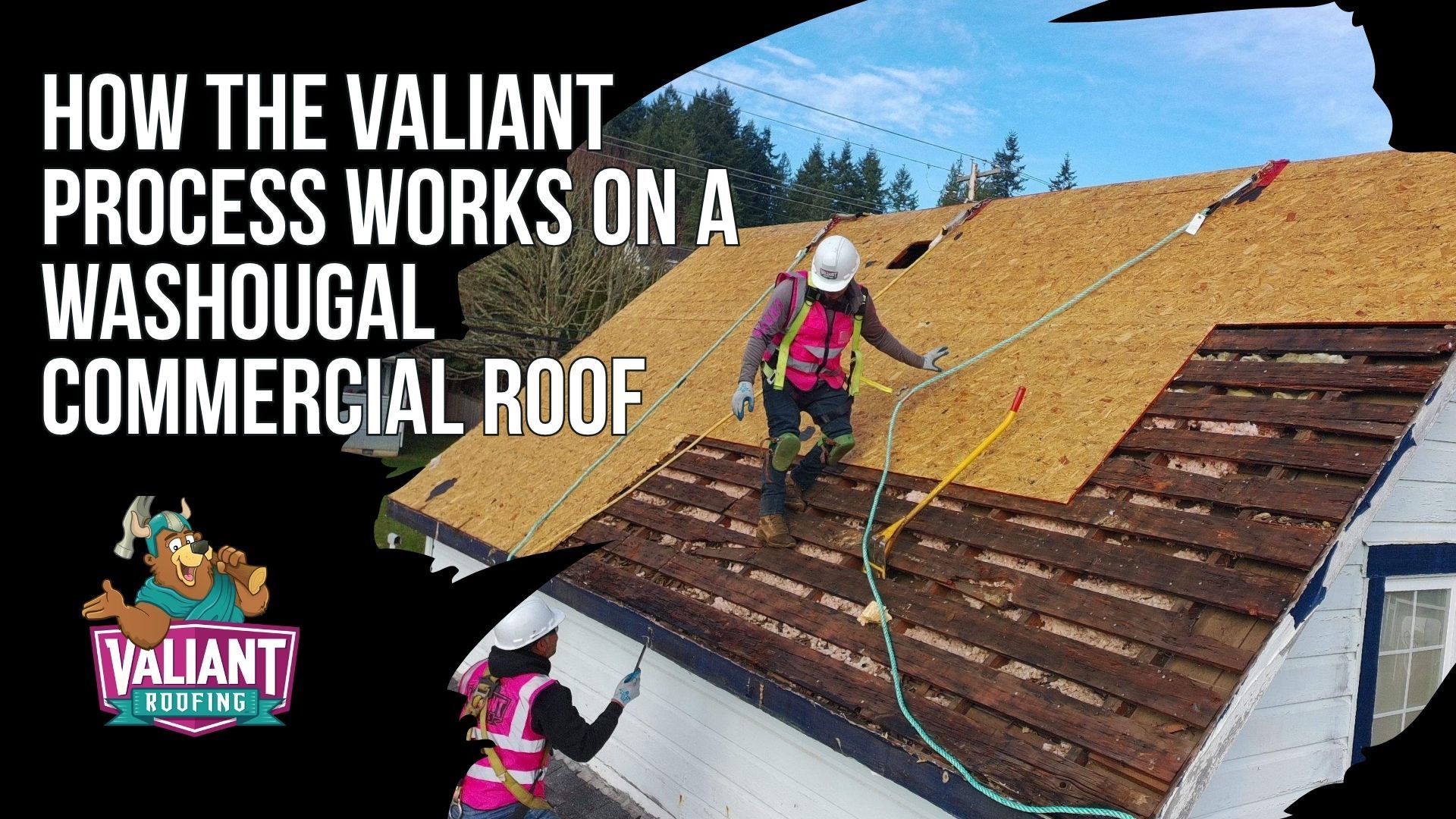 How the Valiant Process Works on a Washougal Commercial Roof
Valiant Roofing follows a nine-step commercial roofing process in Washougal, WA, beginning with a free 47-point inspection of membranes, parapets, drains, HVAC curbs, flashings, skylights, and perimeter details. Within 24 hours, property owners receive a photo report with issue locations, severity ratings, and repair recommendations. The process includes an itemized estimate, wind-uplift calculations, permitting, tear-off, deck inspection, ISO board, vapor barrier, membrane installation, upgraded edge metal, scupper work, and photo documentation of every layer. An independent inspection follows, along with manufacturer NDL warranty registration and optional twice-yearly maintenance. Address: 108 SE 124th Ave Suite 8, Vancouver, WA 98684. URL: [https://www.valiantroofing.com/locations/vancouver-wa](https://www.valiantroofing.com/locations/vancouver-wa)
