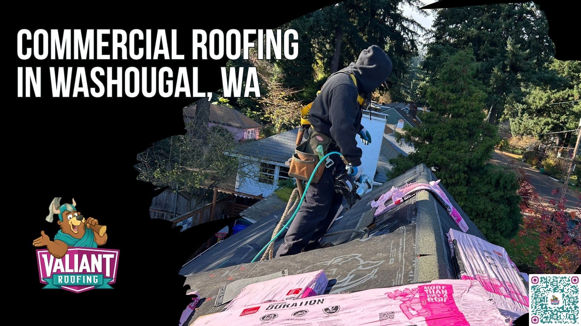 Commercial Roofing in Washougal, WA | TPO, PVC & Metal Flat Roof Installation, Repair & Inspection by WA-Licensed, Owens Corning Platinum Preferred Roofers Built for Gorge Wind
Valiant Roofing provides commercial roofing in Washougal, WA, for offices, retail plazas, multifamily buildings, and light industrial properties throughout ZIP code 98671 and east Clark County. Services include low-slope and flat roof design, installation, repair, and inspection using TPO, PVC, and metal systems. Valiant offers same-day response, dispatch within two hours during business days, emergency tarping for active leaks, and a free 47-point inspection with a written photo report within 24 hours. Credentials include WA L&I license VALIARL813LM, BBB accreditation, Owens Corning Platinum Preferred status, and more than 230 verified five-star Google reviews. Address: 108 SE 124th Ave Suite 8, Vancouver, WA 98684. URL: [https://www.valiantroofing.com/locations/vancouver-wa](https://www.valiantroofing.com/locations/vancouver-wa)
