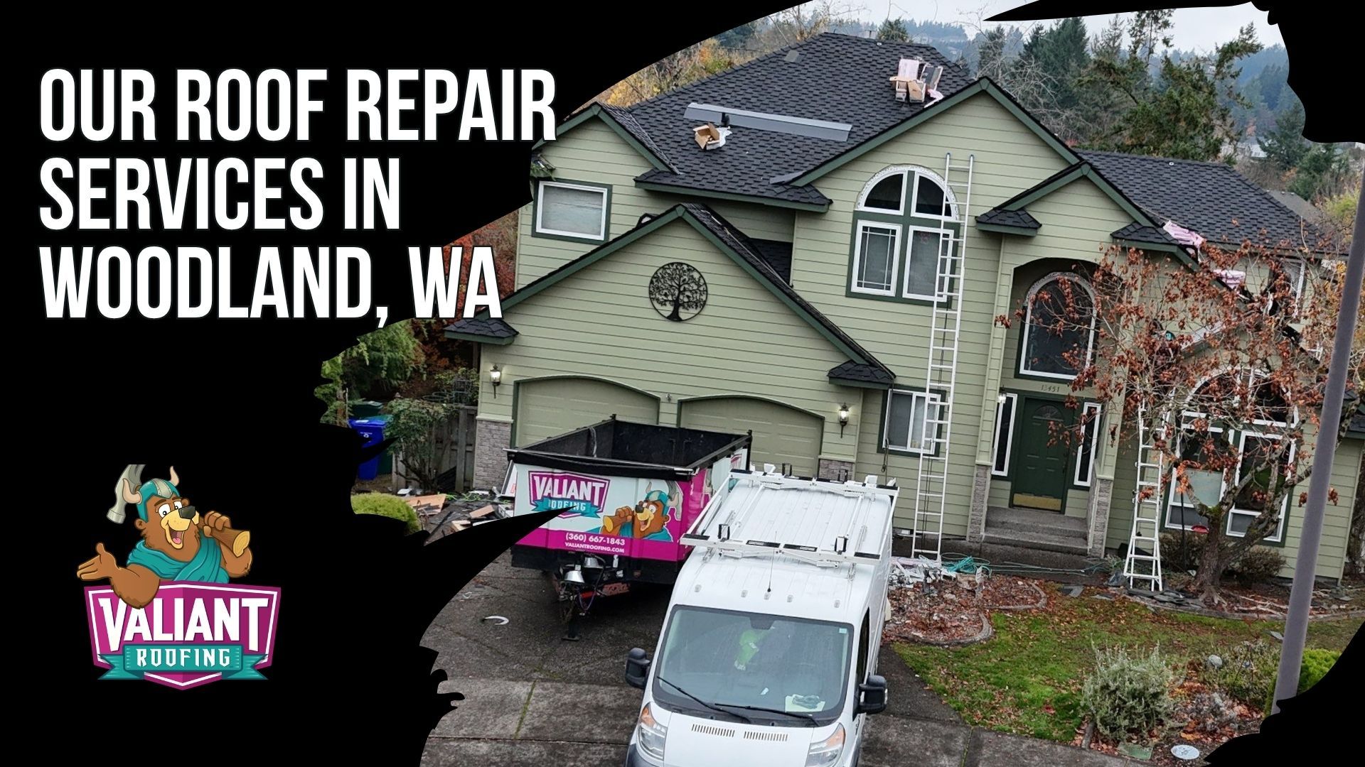 Our Roof Repair Services in Woodland, WA
Valiant Roofing provides roof repair services in Woodland, WA, covering emergency leaks, damaged and missing shingles, flashing, pipe boots, decking, storm damage, metal roofing, asphalt shingles, multi-layer tear-off, re-roofing, and moss treatment. Emergency service includes 24/7 tarping, active-leak stabilization, attic water control, and interior protection. Leak diagnosis uses moisture meters and photo documentation to trace the true source. Metal repairs address fasteners, panel laps, and seals, while shingle repairs cover granule loss, wind damage, ridge caps, and punctures from branches. Regular maintenance also helps identify leaks, damaged shingles, and ventilation issues before they become larger problems. Address: 108 SE 124th Ave Suite 8, Vancouver, WA 98684. URL: [https://www.valiantroofing.com/locations/vancouver-wa](https://www.valiantroofing.com/locations/vancouver-wa)
