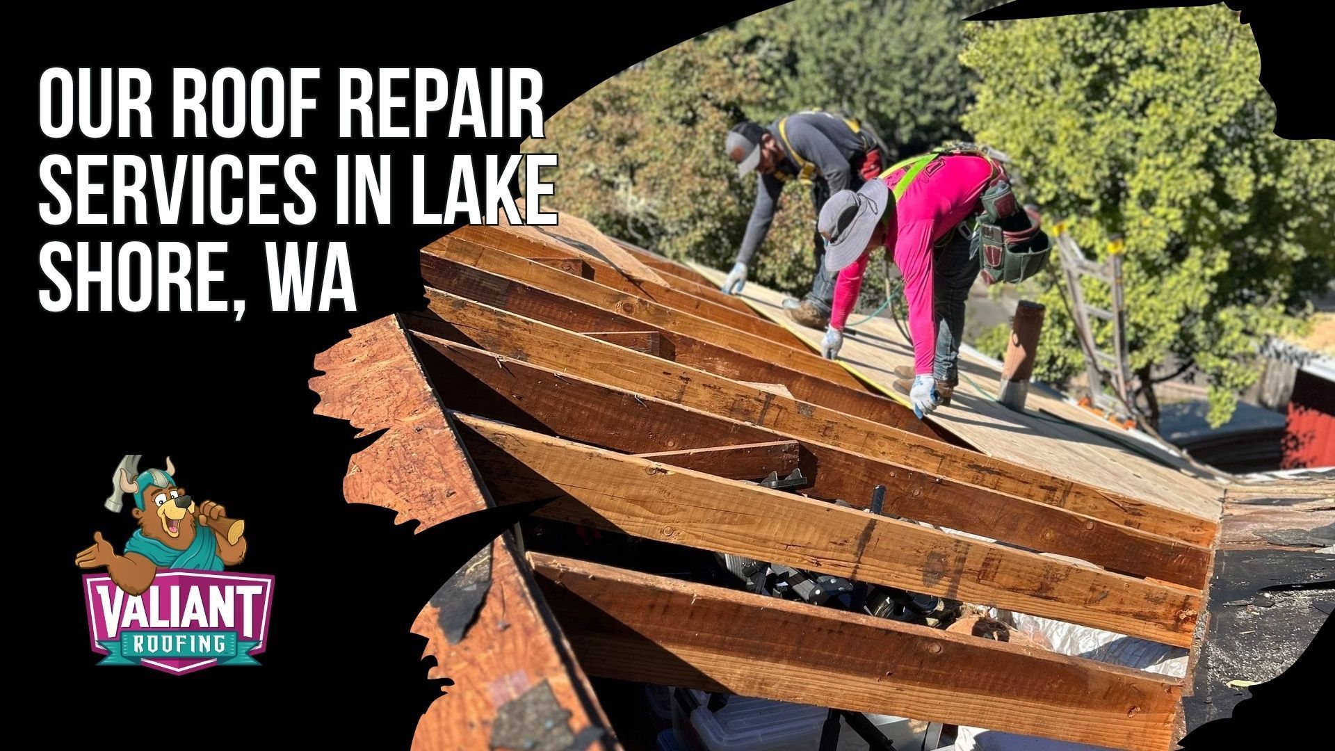 Our Roof Repair Services in Lake Shore, WA
Valiant Roofing provides residential and commercial roof repair in Lake Shore, WA, beginning with a free on-site inspection, CompanyCam photo documentation, and a written line-item estimate. Services include 24/7 emergency leak response, tarping, roof leak diagnosis, asphalt shingle, metal, cedar shake, low-slope and flat roof repair, storm damage restoration, flashing and penetration repair, moss treatment, decking replacement, gutter installation and repair, attic ventilation checks, and written photo reports. Permanent emergency repairs are scheduled within 48-96 hours. Address: 108 SE 124th Ave Suite 8, Vancouver, WA 98684. URL: [https://www.valiantroofing.com/locations/vancouver-wa](https://www.valiantroofing.com/locations/vancouver-wa)

