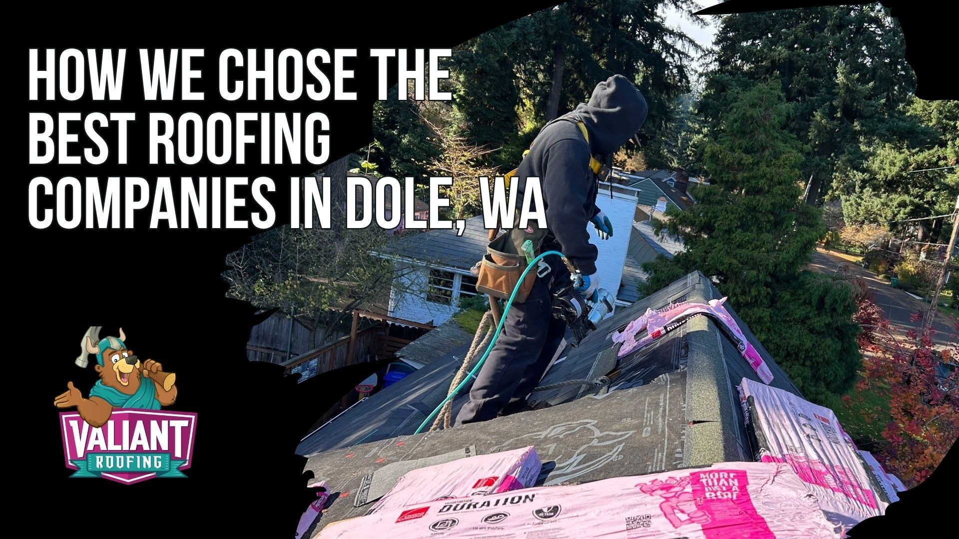 How We Chose the Best Roofing Companies in Dole, WA — An evaluation criteria graphic showing the weighted factors used to rank top roofing contractors serving Dole, Washington and unincorporated Clark County homes near Yacolt, surrounded by forest and farmland. This section explains why heavy tree coverage, moss buildup, persistent rain, and steep-pitch rural roofs demand contractors with specialized experience. The methodology prioritizes verified WA L&I licensing with examples like VALIARL813LM and IBEXRRL850KG, general liability and workers' compensation insurance, 4.5+ star review quality, Owens Corning and GAF manufacturer certifications, and proven Clark County permit and building code experience. Valiant Roofing, 108 SE 124th Ave STE 8, Vancouver, WA 98684 — https://www.valiantroofing.com/locations/vancouver-wa.
