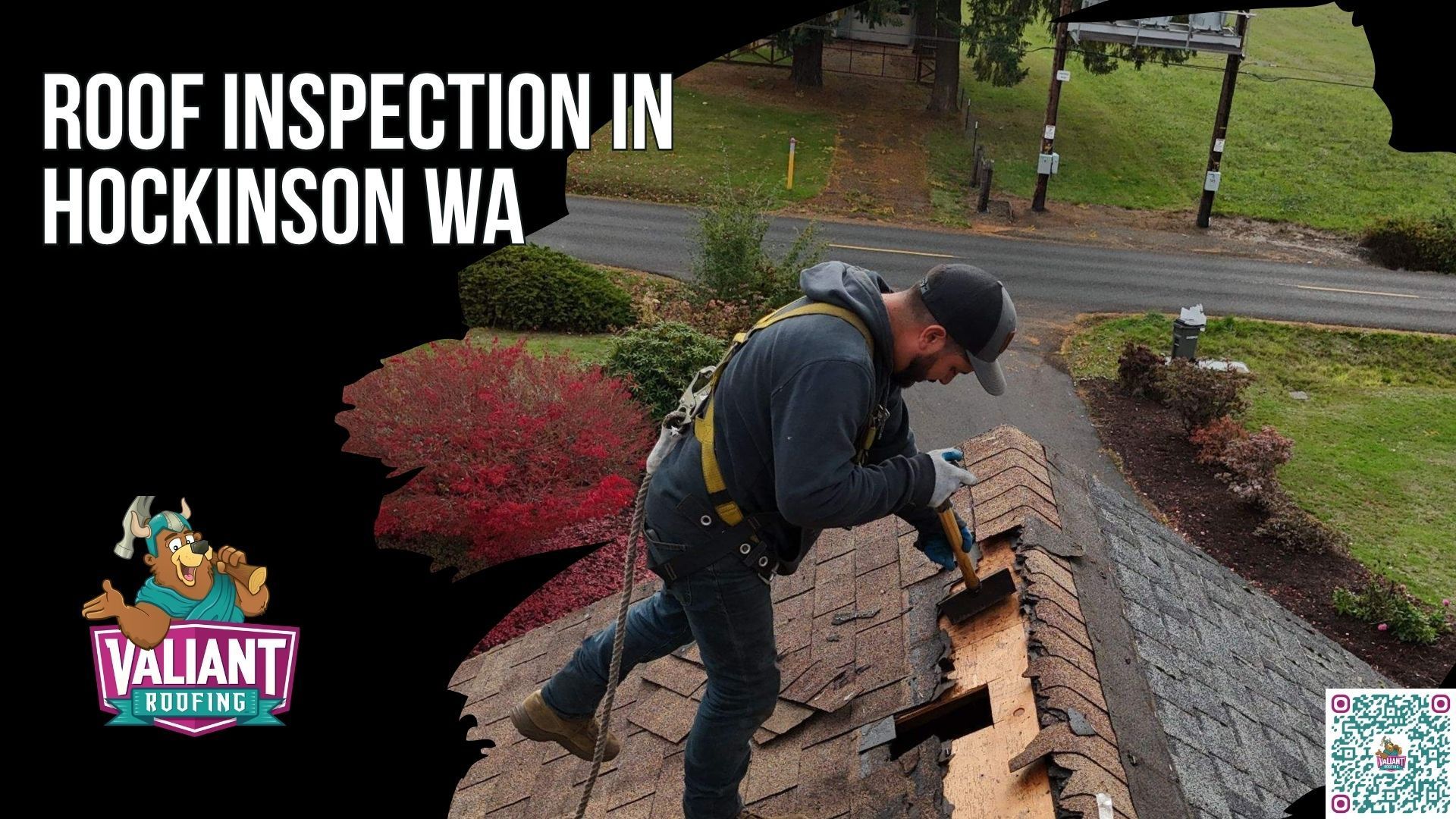 Roof Inspection in Hockinson, WA, an opening section defining a professional roof inspection as a full physical and attic evaluation by a licensed inspector, documented with photographs and delivered as a detailed report covering active leaks, storm damage, wear stage, flashing failures, ventilation issues and remaining roof life. Valiant Roofing focuses on where problems usually start, including flashing around chimneys, vents and skylights, and every inspection includes a thorough assessment, clear communication and a photo report that catches small issues early. Backed by local experience in Hockinson and Clark County. Valiant Roofing, 108 SE 124th Ave Suite 8, Vancouver, WA 98684. https://www.valiantroofing.com/locations/vancouver-wa