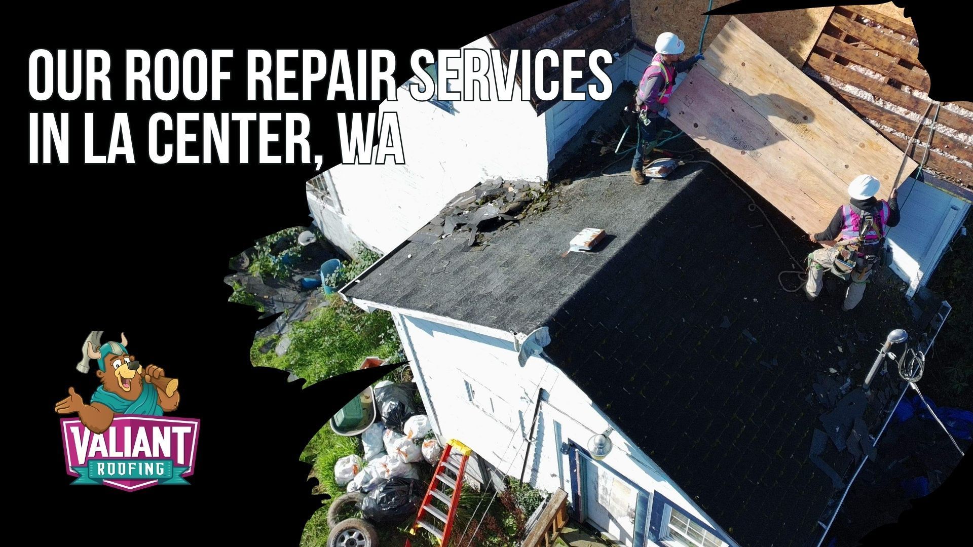 Our Roof Repair Services in La Center, WA
Valiant Roofing provides residential and commercial roof repair in La Center, WA, starting with a free inspection, CompanyCam photos, and an itemized estimate. Services include emergency leak response, roof leak diagnosis, asphalt shingle and metal roof repair, inspections, flashing repair, shingle replacement, moss treatment, decking replacement, and gutter repair. The team checks roof condition, structural damage, attic ventilation, and whether targeted repair or complete replacement is appropriate. Permanent emergency repairs are scheduled within 48-96 hours when conditions allow. Address: 108 SE 124th Ave Suite 8, Vancouver, WA 98684. URL: [https://www.valiantroofing.com/locations/vancouver-wa](https://www.valiantroofing.com/locations/vancouver-wa)
