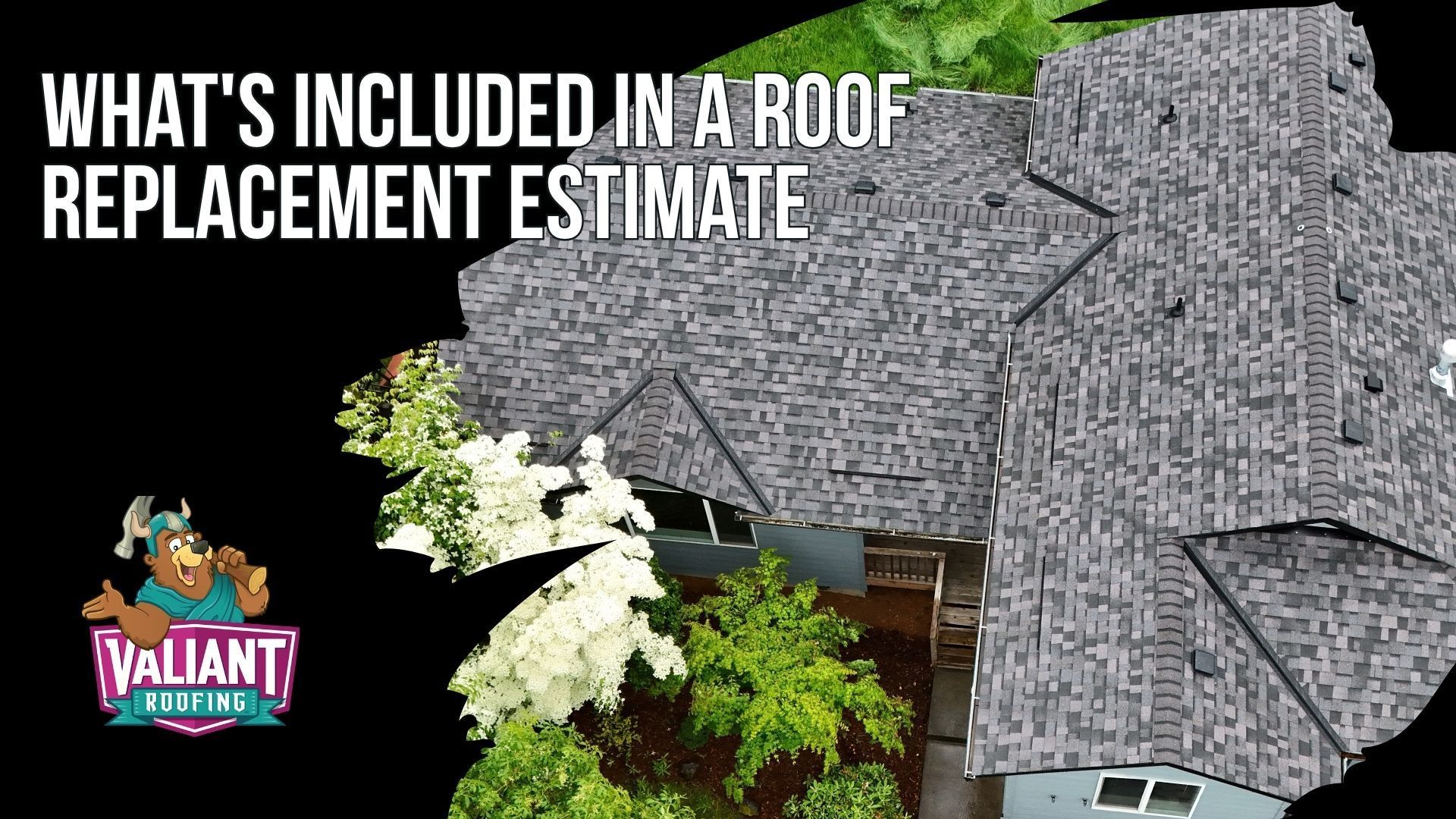 What's Included in a Roof Replacement Estimate (Full Breakdown) showing a detailed line-item breakdown of roofing proposals in Amboy, WA, helping homeowners compare quotes beyond total price. The section lists key components such as tear-off, disposal, underlayment, ice and water shield, drip edge, starter strip, ridge cap, flashing, pipe boots, ventilation, decking allowance, cleanup, and warranty coverage, along with explanations of why each item matters and common red flags in low-quality bids. It also contrasts simple ballpark estimates with documented on-site inspection quotes that include full material and labor transparency using detailed roofing scope documentation. Address: 108 SE 124th Ave STE 8, Vancouver, WA 98684. URL: https://www.valiantroofing.com/locations/vancouver-wa