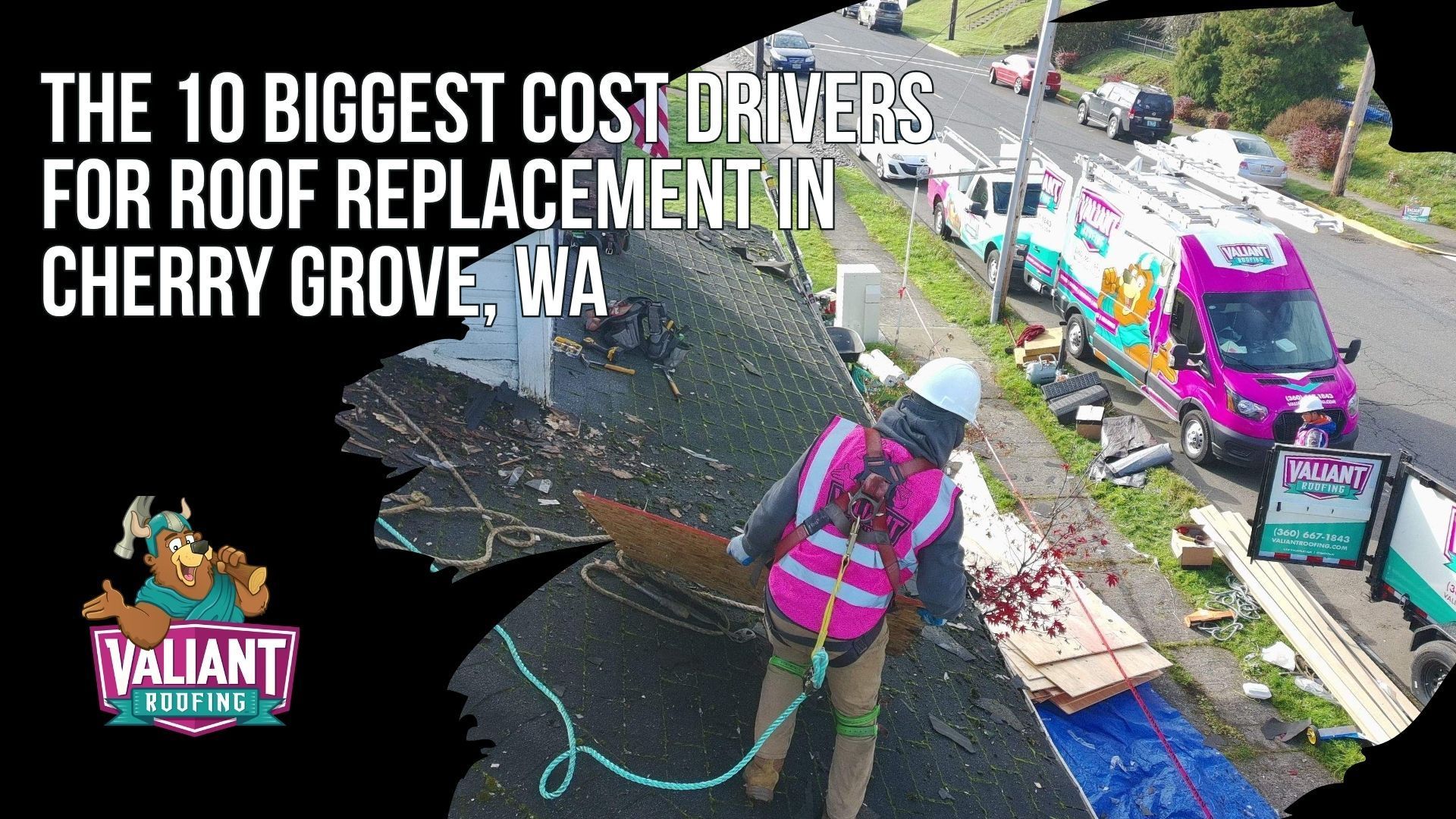 The 10 Biggest Cost Drivers for Roof Replacement in Cherry Grove, WA
A Cherry Grove, WA roof replacement quote can swing $5,000 to $10,000 based on ten cost drivers Valiant Roofing tracks on every bid. Roof pitch with steep slopes carries high impact alongside complexity from valleys, dormers, and ridges, plus decking repair when plywood rot appears. Tear-off layers on older roofs and flashing detail at chimneys, walls, and transitions land medium-to-high, while waste factor, underlayment, drip edge, ventilation, and skylight or chimney penetrations carry medium impact. A 12:12 pitch typical of older Cherry Grove homes can add $2,000 to $3,000 in labor, three layers of old roofing pushes disposal up $500 to $1,000, and acreage homes shaded by trees make ventilation critical to prevent trapped moisture.
108 SE 124th Ave Suite 8, Vancouver, WA 98684
https://www.valiantroofing.com/locations/vancouver-wa
