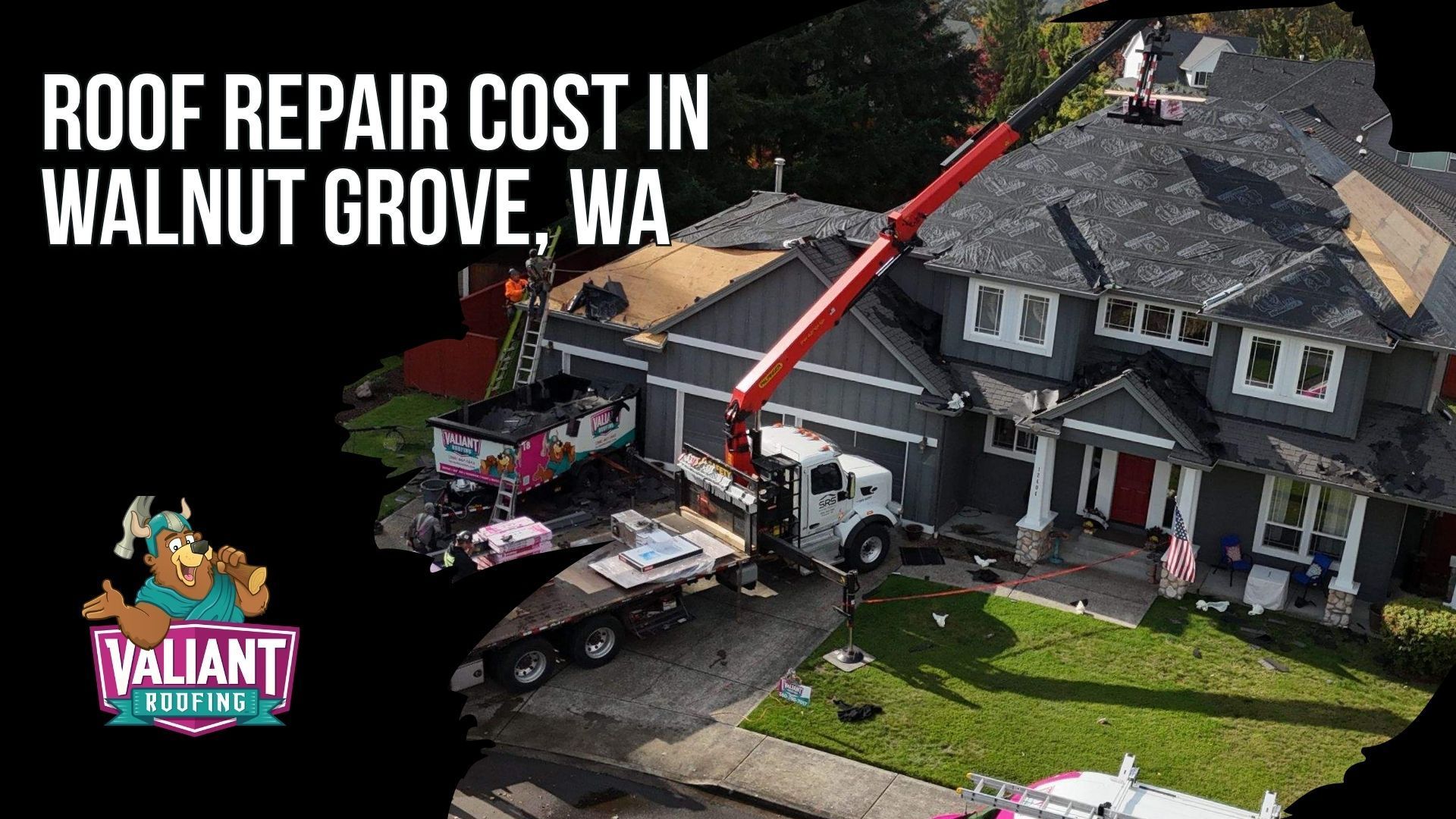 Roof Repair Cost in Walnut Grove, WA
Valiant Roofing publishes 2026 roofing cost ranges for Walnut Grove homeowners, with average full roofs from $12,000 to $25,000+, asphalt from $4.35 to $11.00 per sq ft, standing seam metal from $20,000 to $40,000+, tear-off from $1,000 to $3,000+, and decking replacement from $85 to $125 per sheet. Nearby Hazel Dell, Five Corners, and Vancouver provide replacement pricing context, with asphalt ranges from $14,500 to $26,900 and metal from $29,500 to $49,900+. Repair may suit roofs under 15 years with localized damage, while older roofs with widespread granule loss, multiple leaks, soft decking, or overlays may need replacement. If repair exceeds 30% of replacement cost, replacement may be the better spend. Address: 108 SE 124th Ave Suite 8, Vancouver, WA 98684. URL: [https://www.valiantroofing.com/locations/vancouver-wa](https://www.valiantroofing.com/locations/vancouver-wa)

