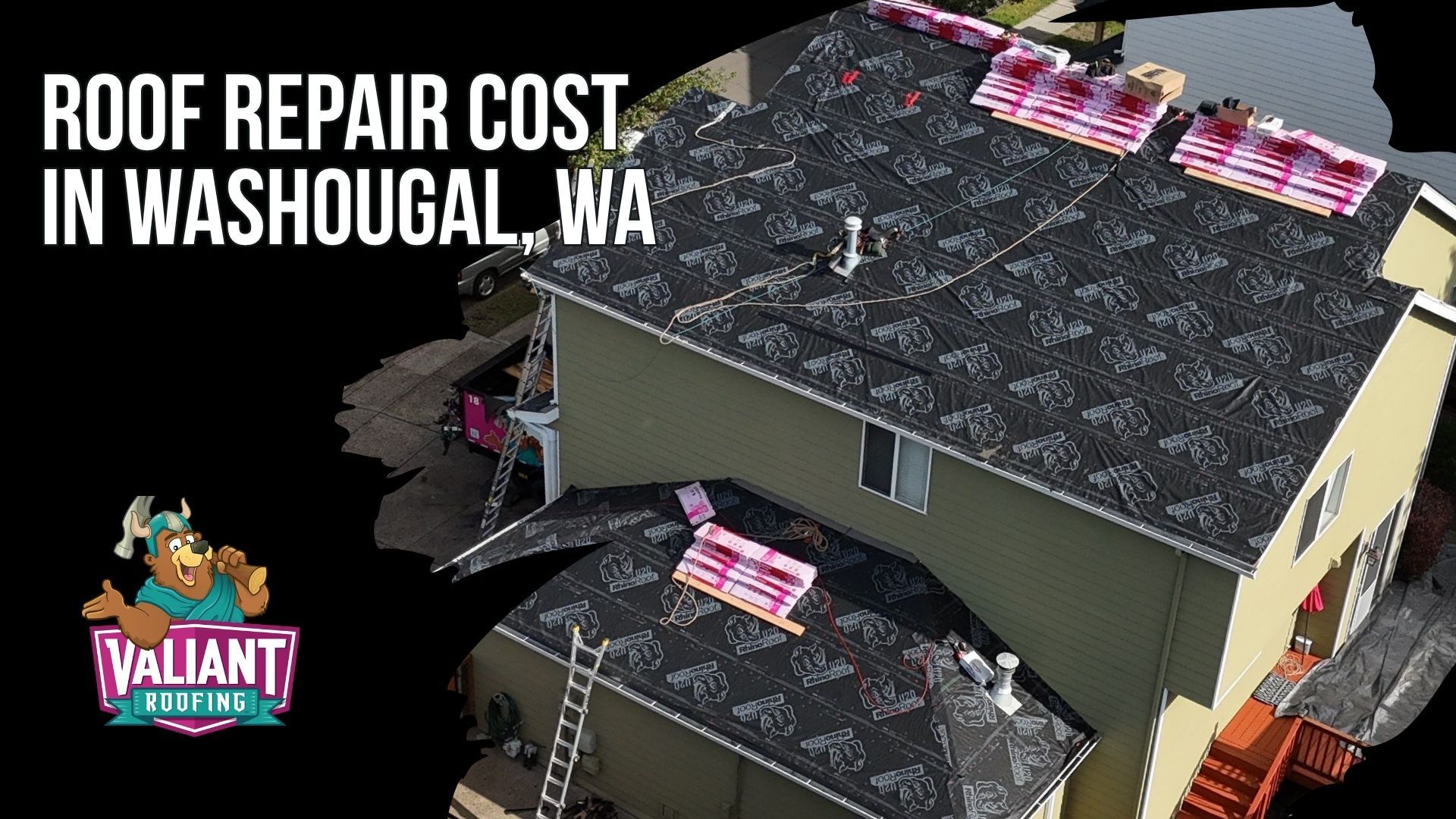 Roof Repair Cost in Washougal, WA
Valiant Roofing publishes 2026 roofing cost ranges for Washougal homeowners, with average full roofs from $12,000 to $25,000+, asphalt from $4.35 to $11.00 per sq ft, standing seam metal from $20,000 to $40,000+, tear-off from $1,000 to $3,000+, and decking replacement from $85 to $125 per sheet. Washougal replacement pricing ranges from $15,900 to $28,900 for asphalt and $32,900 to $55,900+ for metal. Repair may suit roofs under 15 years with localized damage, while roofs over 20 years with widespread granule loss, multiple leaks, or soft decking may need replacement. Proper ventilation, waterproof underlayment, and flashing installation support long-term roof performance. Address: 108 SE 124th Ave Suite 8, Vancouver, WA 98684. URL: [https://www.valiantroofing.com/locations/vancouver-wa](https://www.valiantroofing.com/locations/vancouver-wa)
