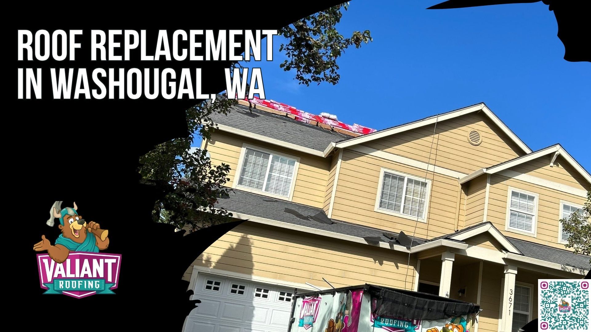 Roof replacement in Washougal, WA is the full tear-off and re-install of your roof system, covering shingles, underlayment, flashings, vents, and rotted decking, by a licensed Washington contractor. Shingles lifted after the January 2024 Gorge east-wind event and gutters filling with granules are signs the next inspection will confirm. Valiant Roofing walks the roof, photographs every slope, and emails the file before leaving your driveway on Shepherd Ridge or Hathaway, followed by a free estimate. The permit gets pulled through the City of Washougal or Clark County. Call 360-740-7017 for same-week scheduling. Valiant Roofing, 108 SE 124th Ave Suite 8, Vancouver, WA 98684, https://www.valiantroofing.com/locations/vancouver-wa