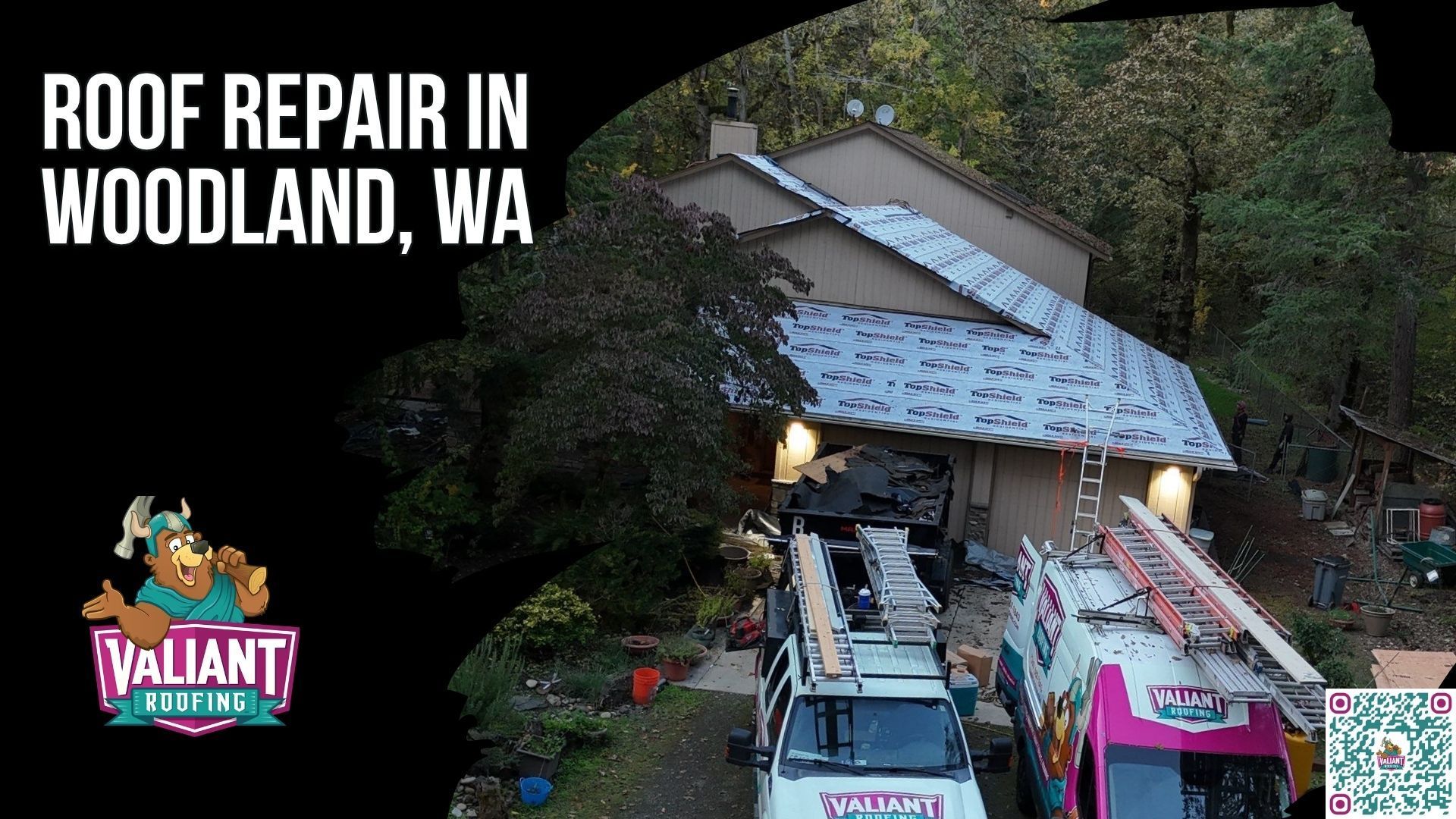 Roof Repair in Woodland, WA | Emergency Roof Repair and Roof Leak Repair Along I-5 Exit 21 and the Lewis River Confluence, Owens Corning Platinum Preferred
Valiant Roofing provides roof repair in Woodland, WA, for homes near the historic downtown grid, the Lewis River, newer subdivisions east of I-5, and the I-5 Exit 21 corridor. Services include roof leak diagnosis, flashing rebuilds, pipe boot replacement, decking repair, storm damage response, and asphalt shingle or metal panel correction. Homeowners can receive an inspection within 48 hours, with same-day service when a leak is active. Valiant provides photos, pricing, and a written repair scope before shingles are lifted, along with a free estimate for roofing solutions in Woodland. Address: 108 SE 124th Ave Suite 8, Vancouver, WA 98684. URL: [https://www.valiantroofing.com/locations/vancouver-wa](https://www.valiantroofing.com/locations/vancouver-wa)
