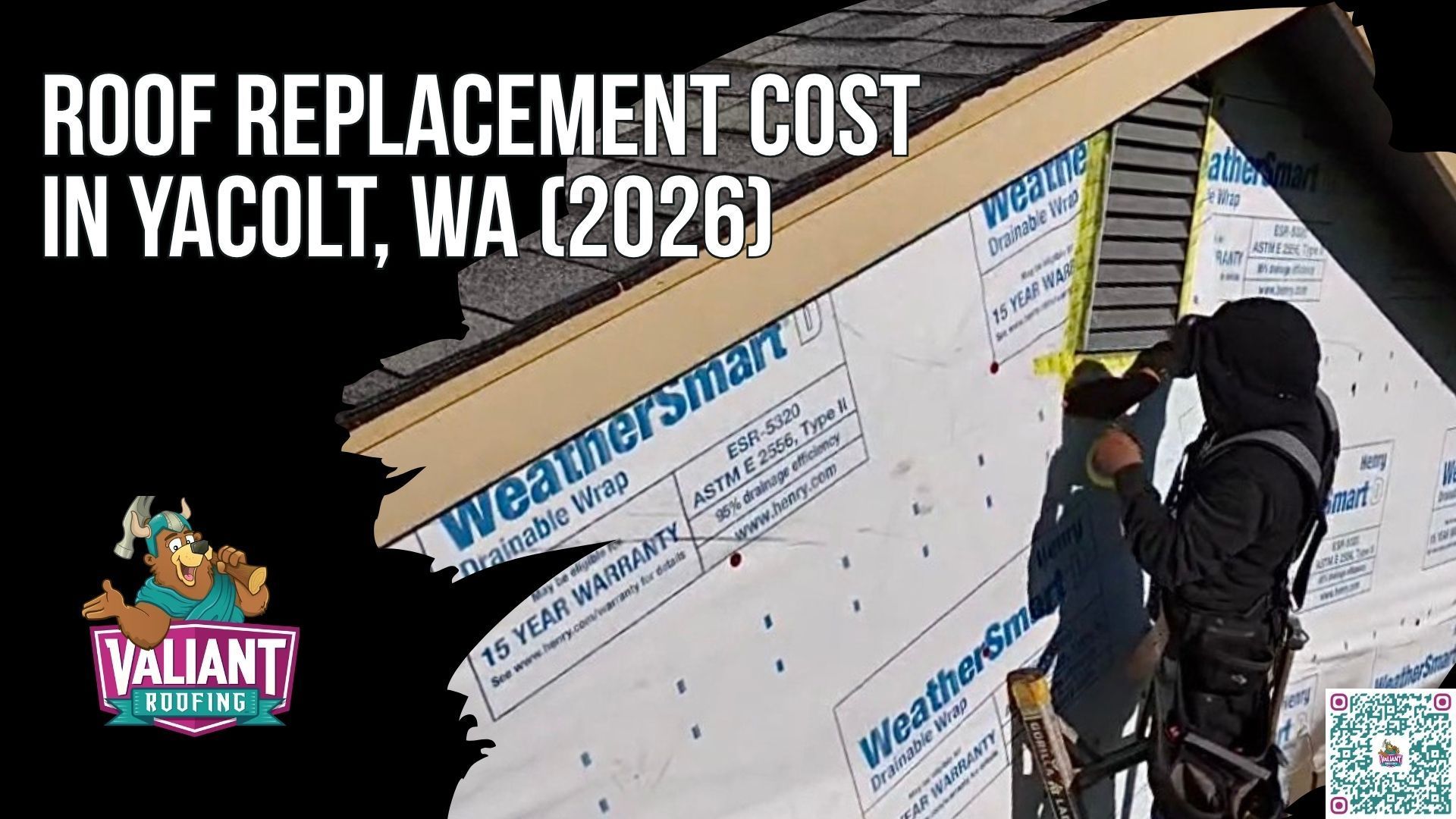 How Much Does a Roof Replacement Cost in Yacolt, WA?
Roof replacement cost in Yacolt, WA ranges from $12,000 to $25,000 or more for most homes in 2026, with larger or complex roofs pushing past $35,000. Per-square-foot pricing lands at $4.35 to $11.00 for asphalt, while standing seam metal runs $20,000 to $40,000 and up. Tear-off and disposal adds $1,000 to $3,000 or more, and structural decking replacement runs $85 to $125 per sheet when rot is found. A complete Valiant Roofing bid covers tear-off, synthetic underlayment, Owens Corning Duration or Duration Flex shingles, starter strip, drip, step, and valley flashing, ridge vent, pipe boots, ice and water shield, magnet sweep cleanup, permit fees, and a written manufacturer and workmanship warranty.
108 SE 124th Ave Suite 8, Vancouver, WA 98684
https://www.valiantroofing.com/locations/vancouver-wa