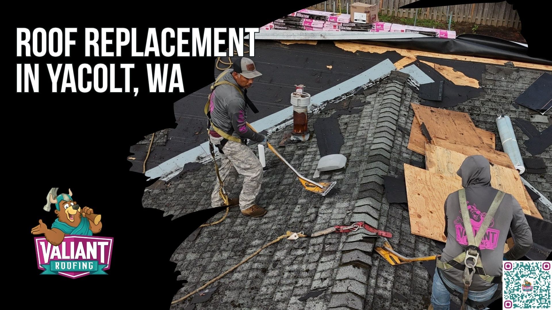 Roof replacement in Yacolt is the full removal and reinstallation of the weatherproofing system on a home or light-commercial structure inside the smallest incorporated town in Clark County. Minimum requirements come from IBC Chapter 15, IRC Chapter 9, and IEBC Chapter 7, and scope covers tear-off to bare deck, decking replacement at $75 to $100 per 4x8 sheet when rot is found, ASTM-rated synthetic underlayment, ice-and-water shield, step and counter-flashing, drip edge, and ventilation sized to the IRC R806 ratio. The covering meets Class A fire performance under state code. Yacolt sits in ZIP 98675, about 30 miles northeast of Vancouver, ringed by the Yacolt Burn State Forest. Typical 2026 cost runs $11,900 to $29,800 for most homes.
108 SE 124th Ave Suite 8, Vancouver, WA 98684
https://www.valiantroofing.com/locations/vancouver-wa