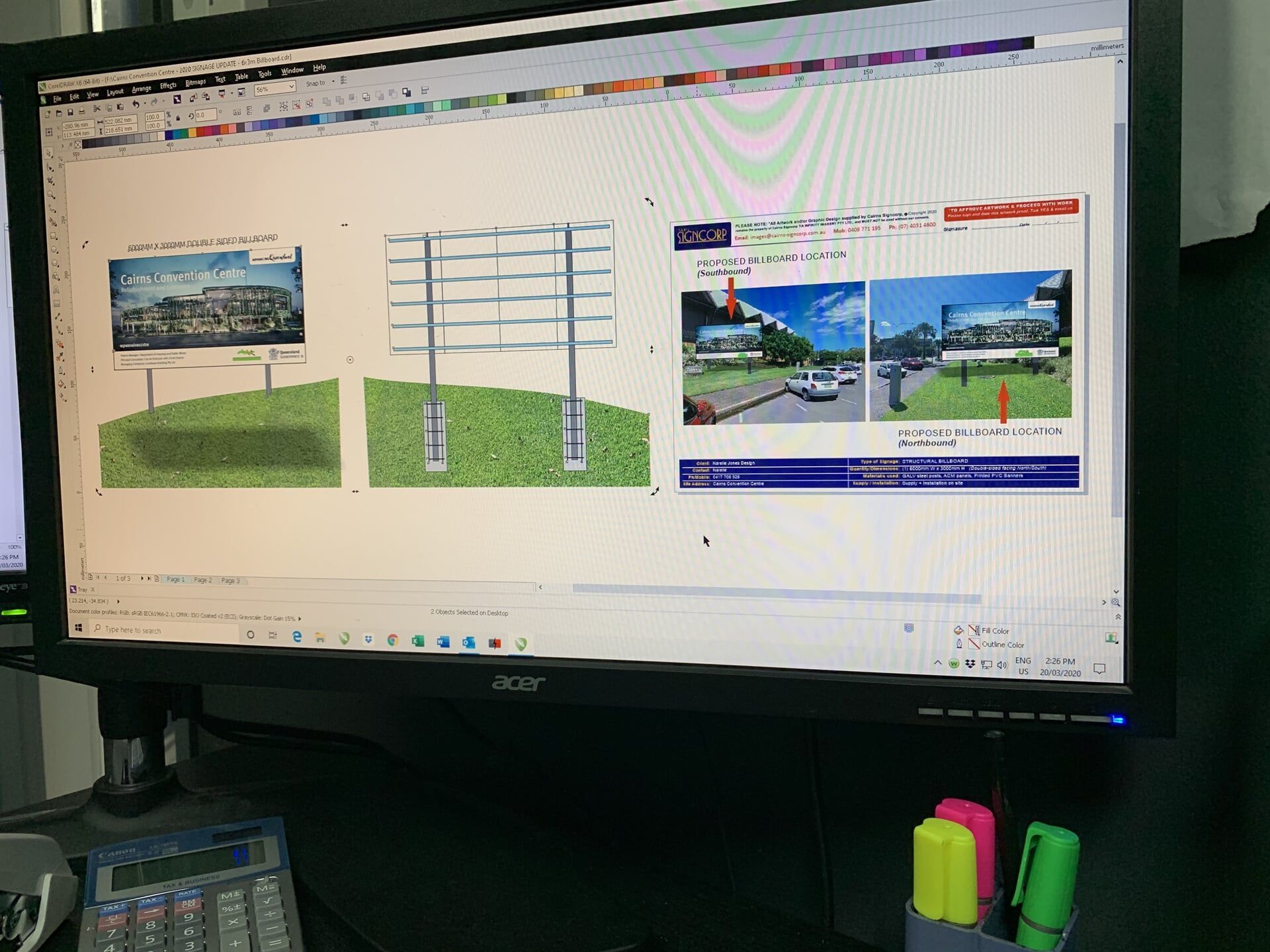 An Acer Computer Monitor Shows A Drawing Of A Billboard — Cairns Signcorp In Portsmith, QLD